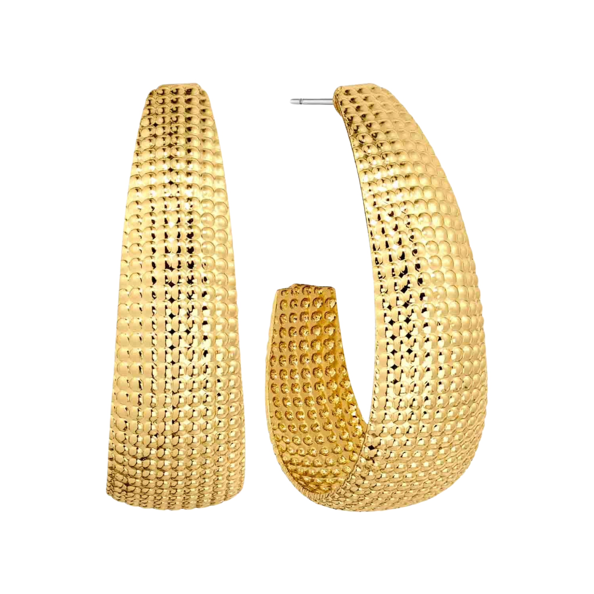 Gold Dot Textured Teardrop Hoop Earrings