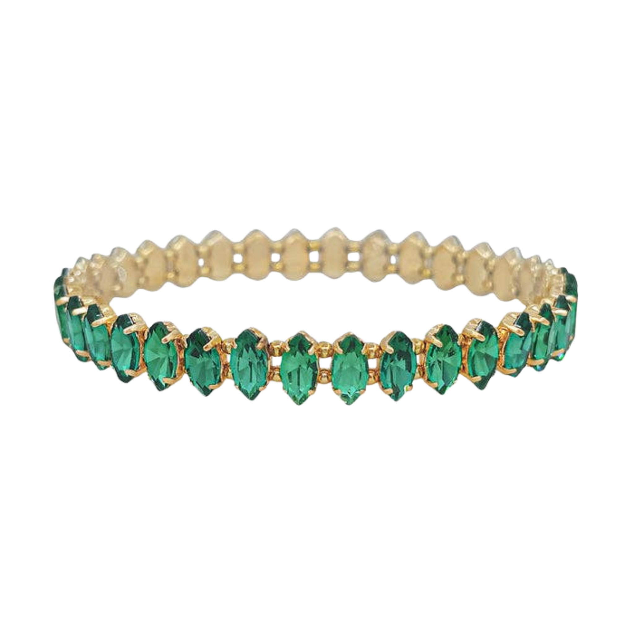 Green Marque Crystal & Gold Stretch Bracelet