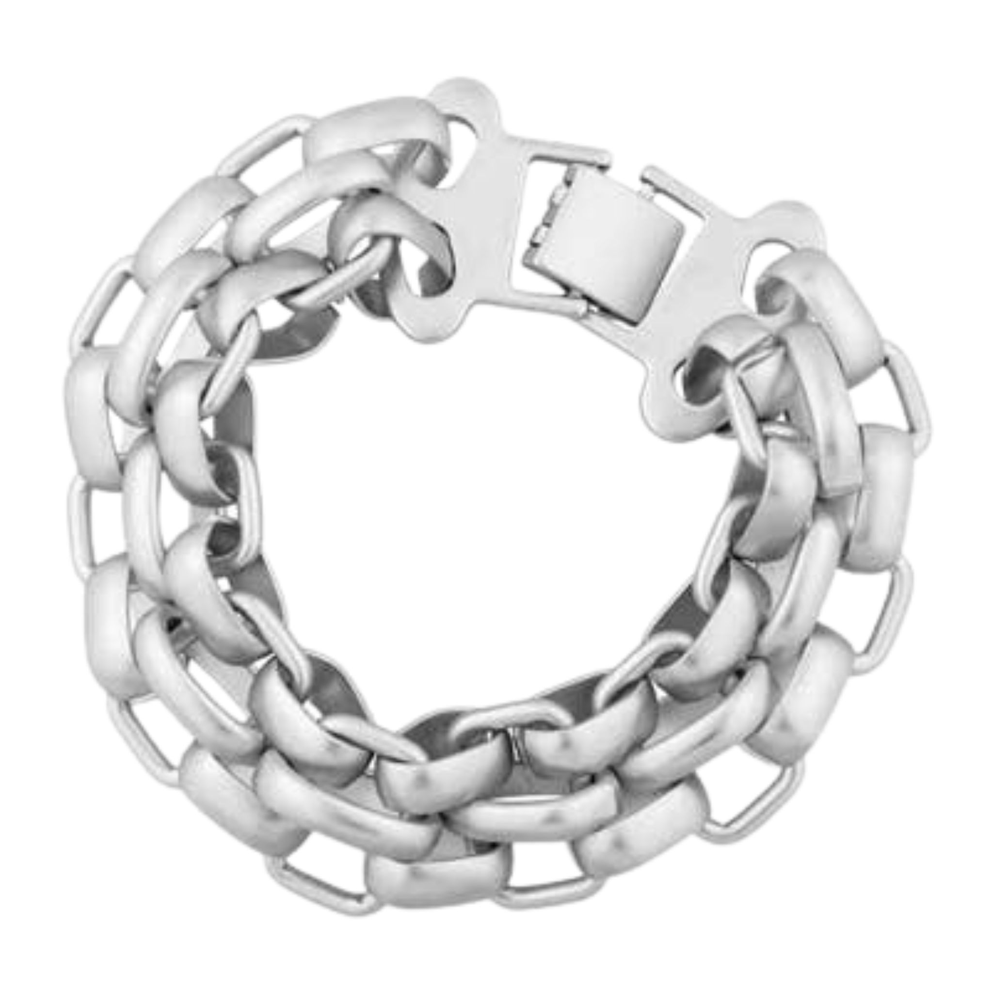 Matte Silver Interlocking Chain Bracelet