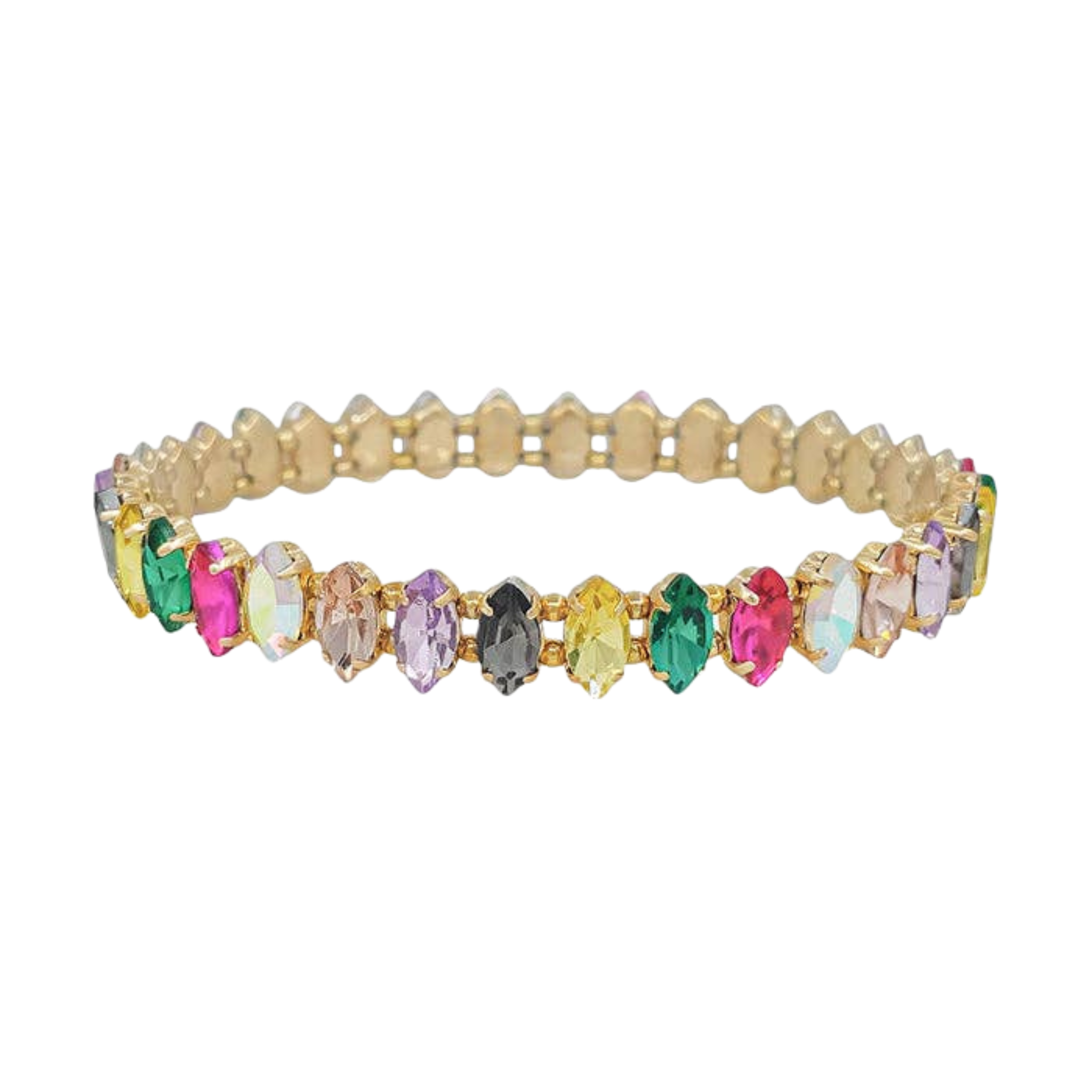 Multi Marque Crystal & Gold Stretch Bracelet