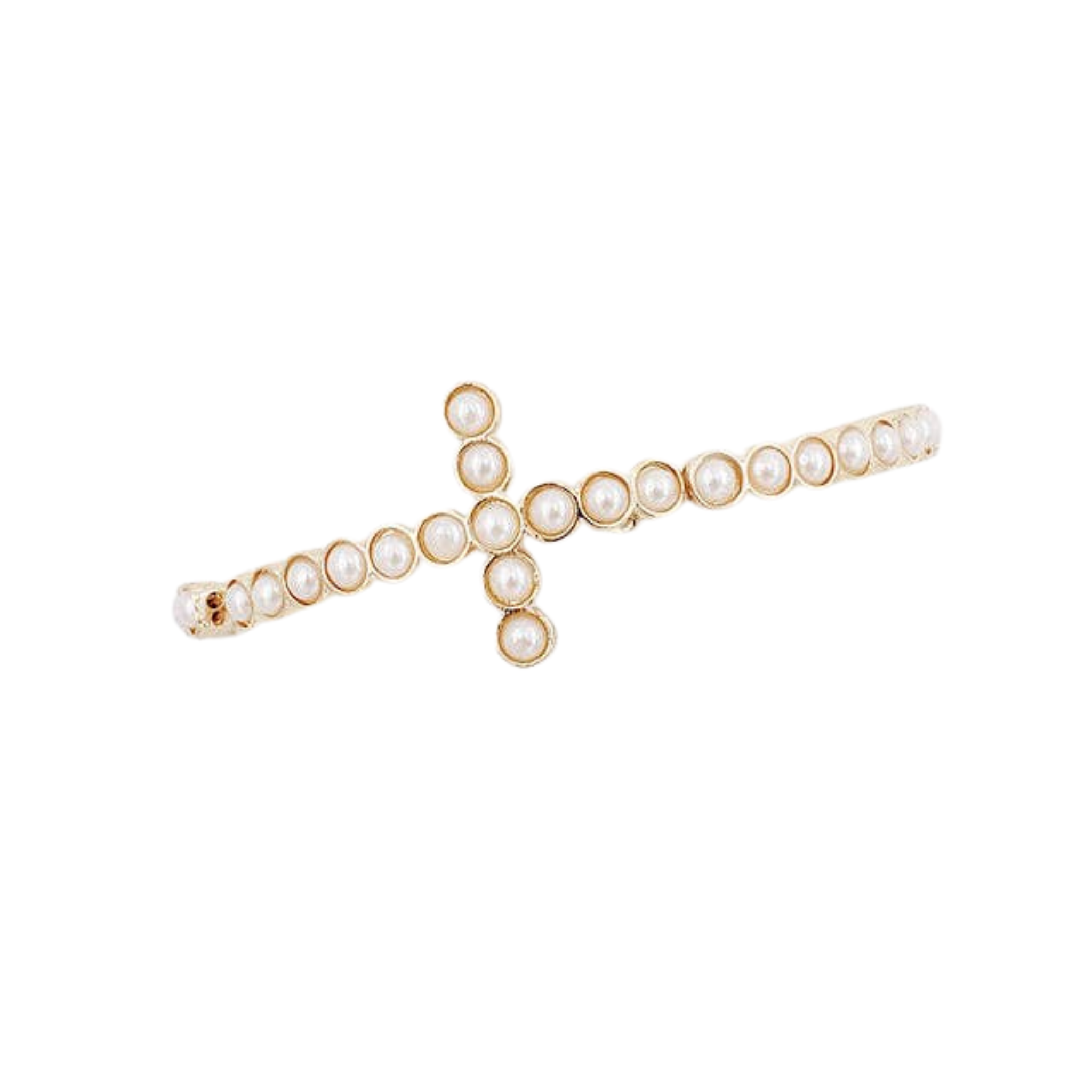 Pearl Beaded Stretch Cross Bracelet