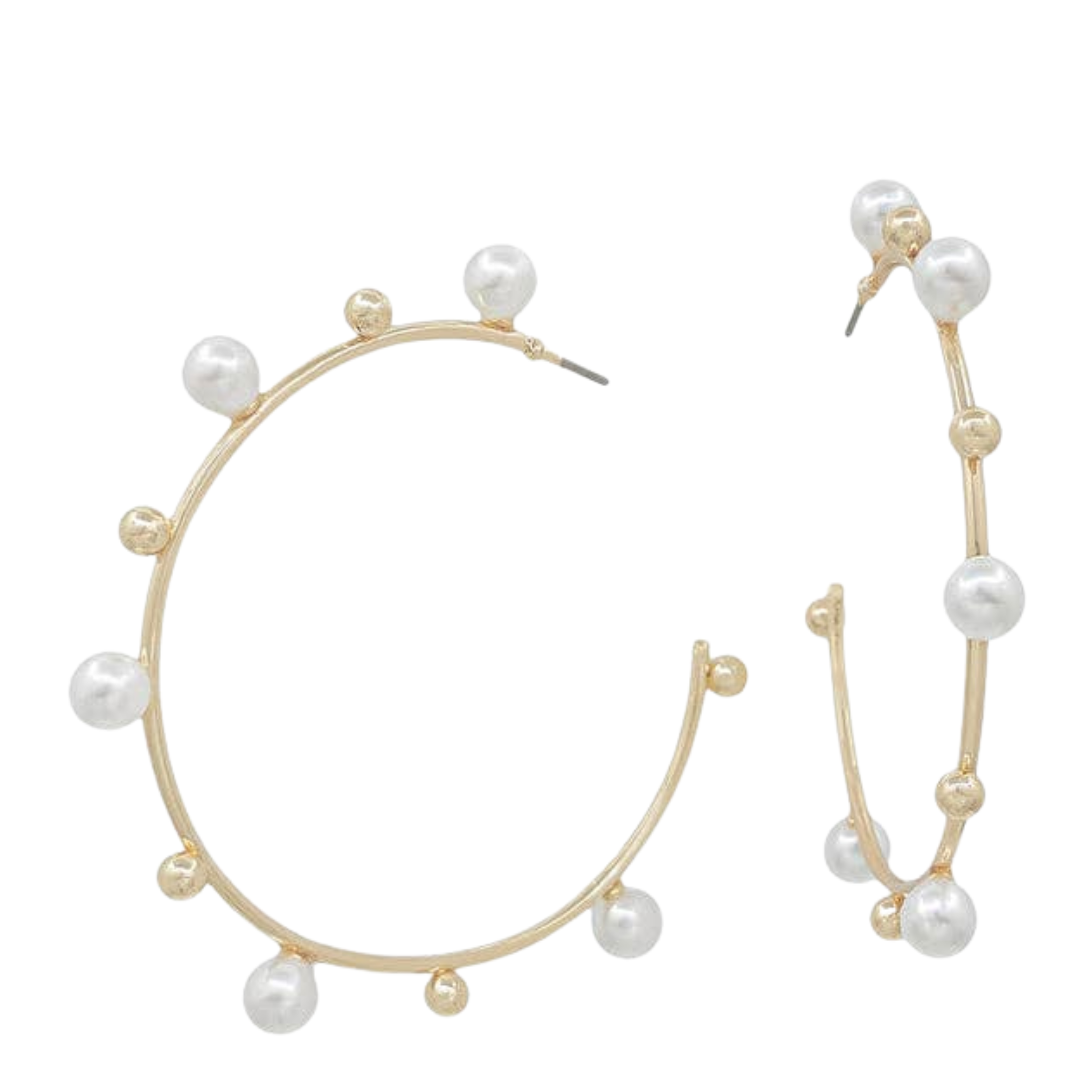 Water Resistant Hoops With Pearl & Gold Accents