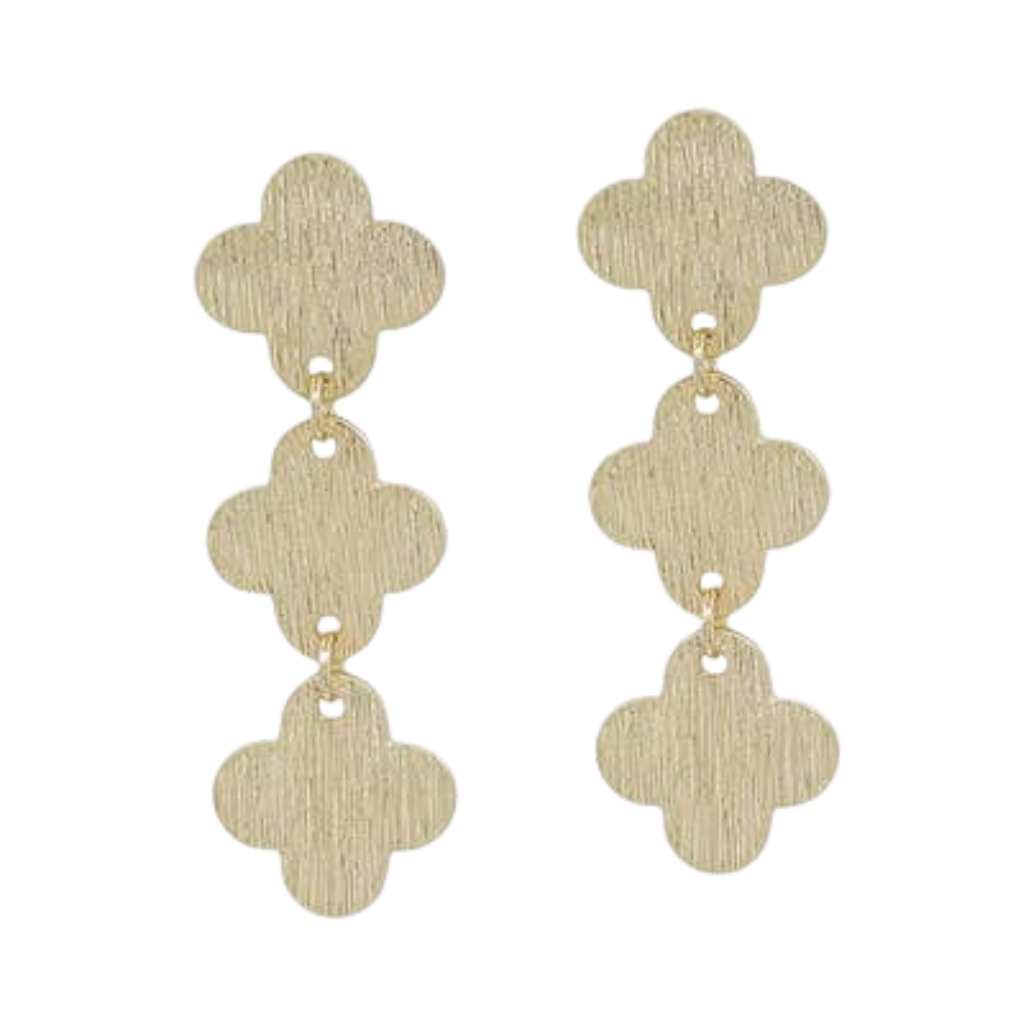 Worn Gold Textured Clover Earrings