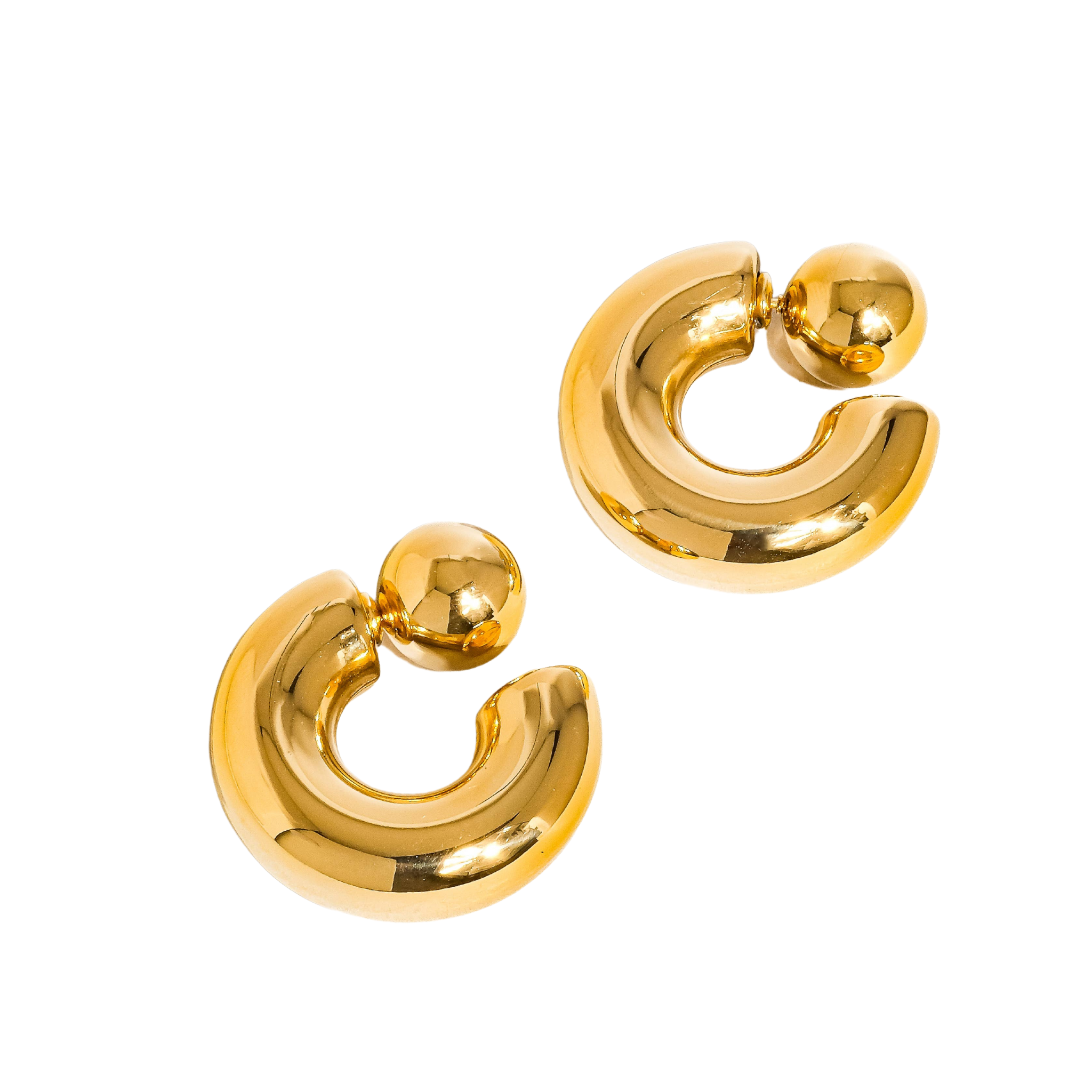 Fernanda 16K Gold Ball Hoop Earring