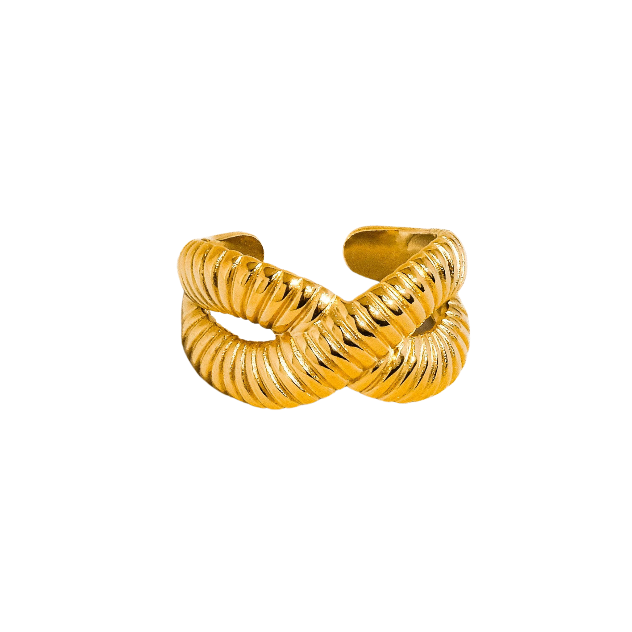 Nia 18K Gold Cross Spiral Ring