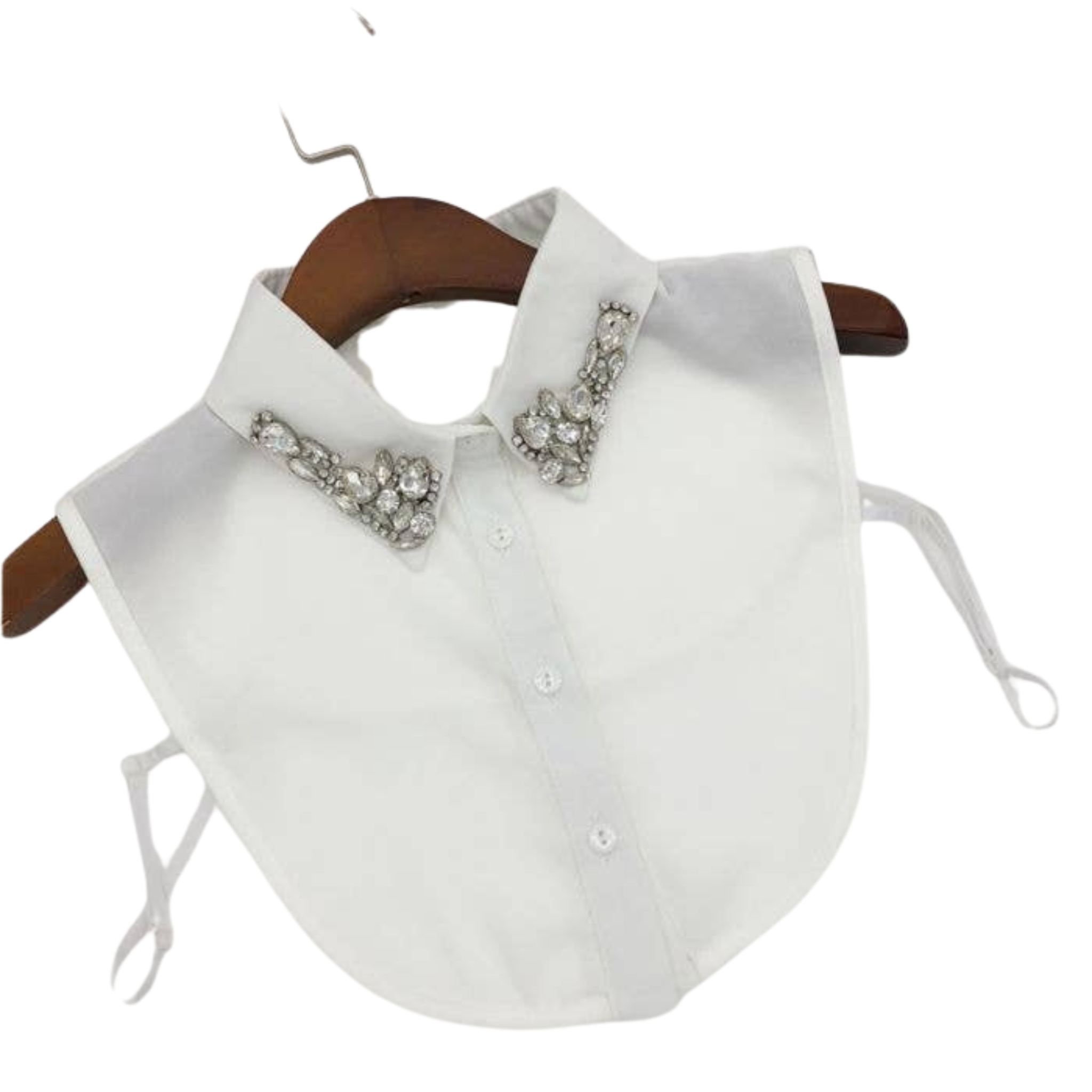 Large Crystals Faux Collar | White