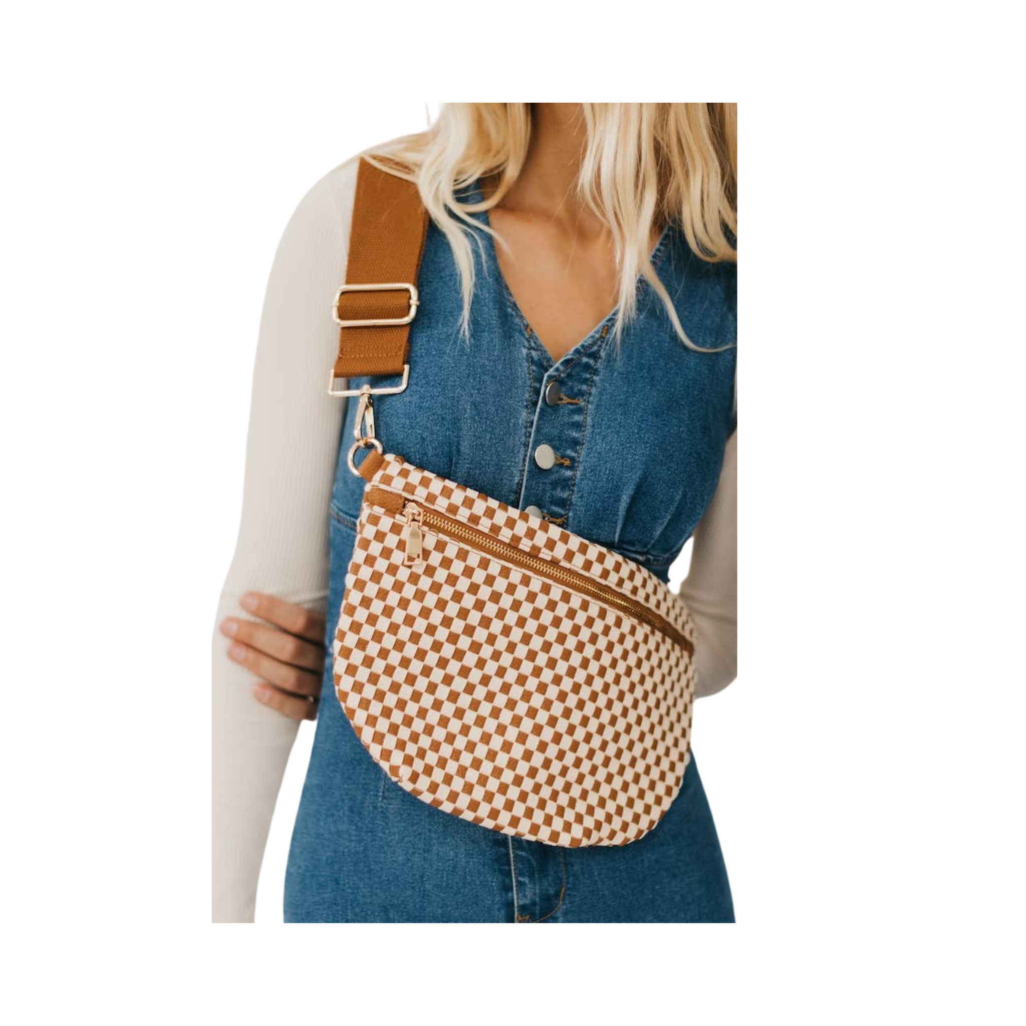 Westlyn Woven Bum Bag | Checkered Brown