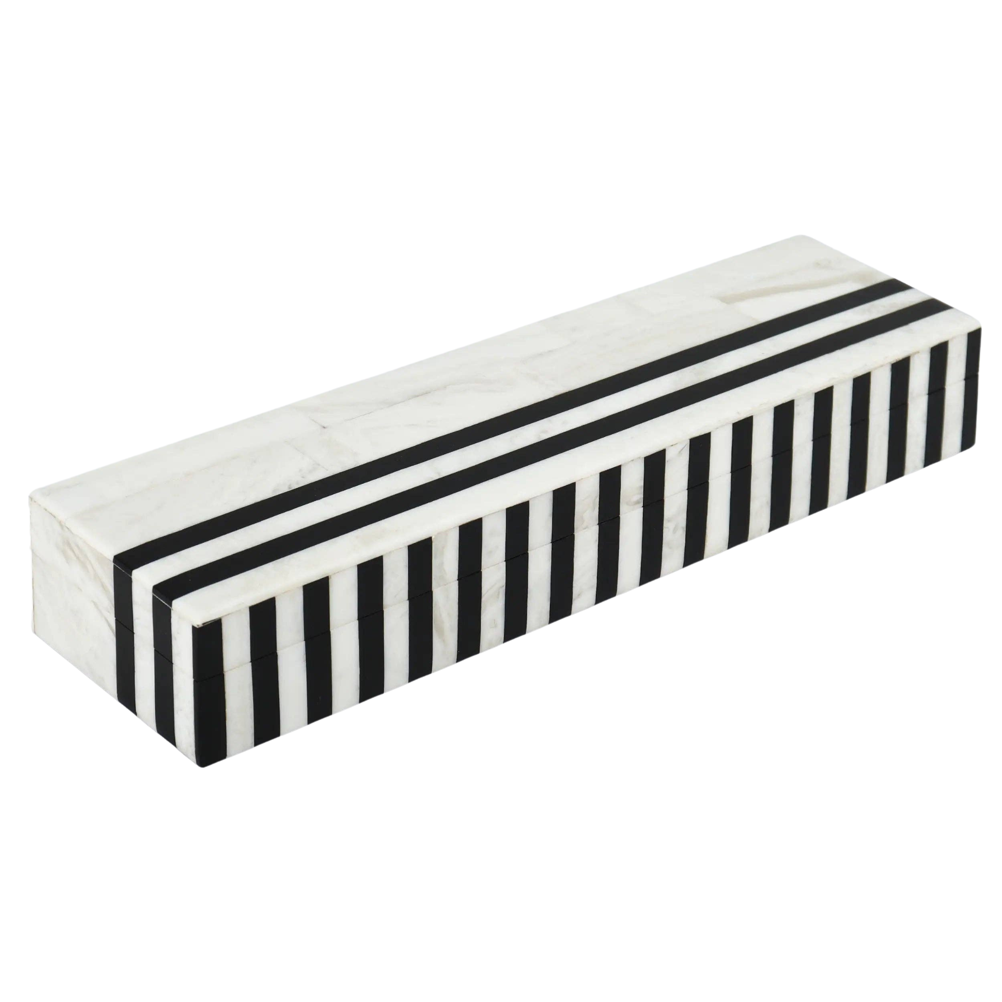 White & Black Decorative Box | 10" x 2.5"