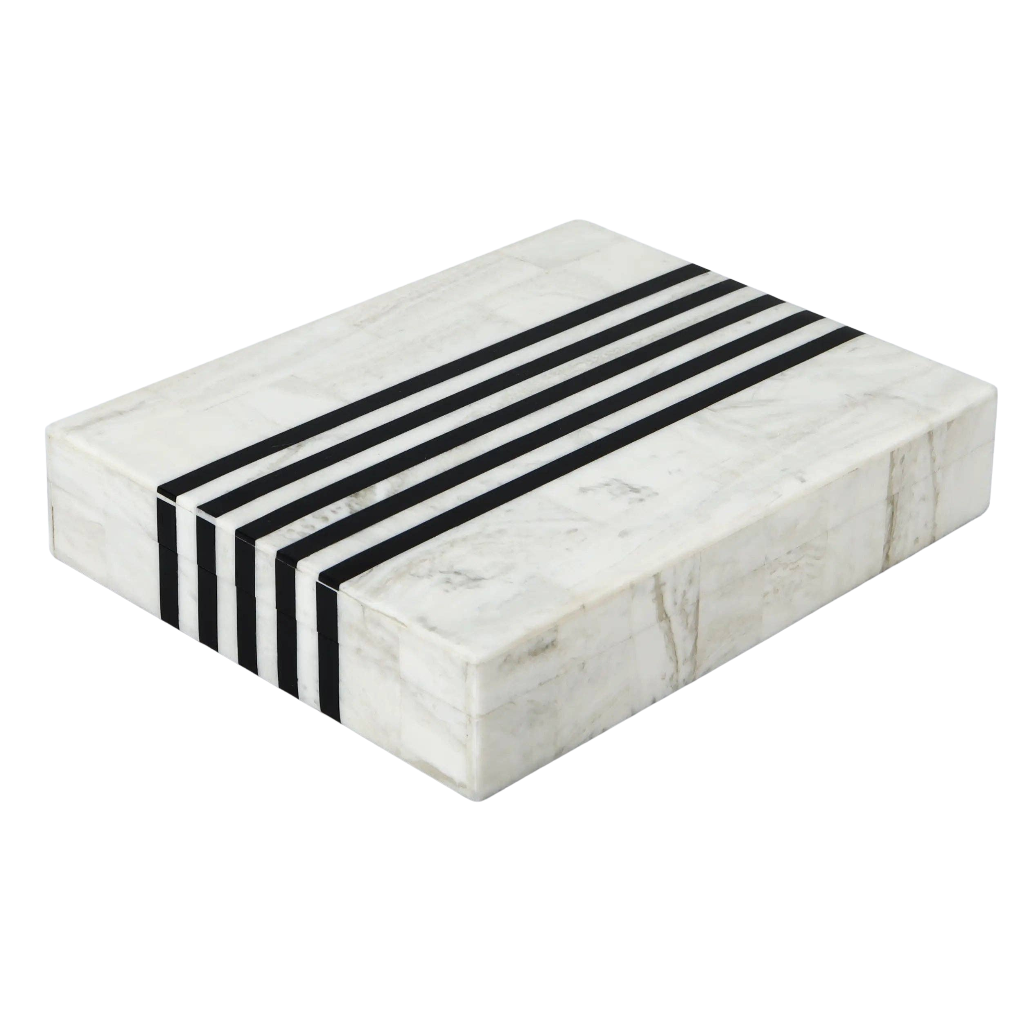 White & Black Decorative Box | 8" x 6"