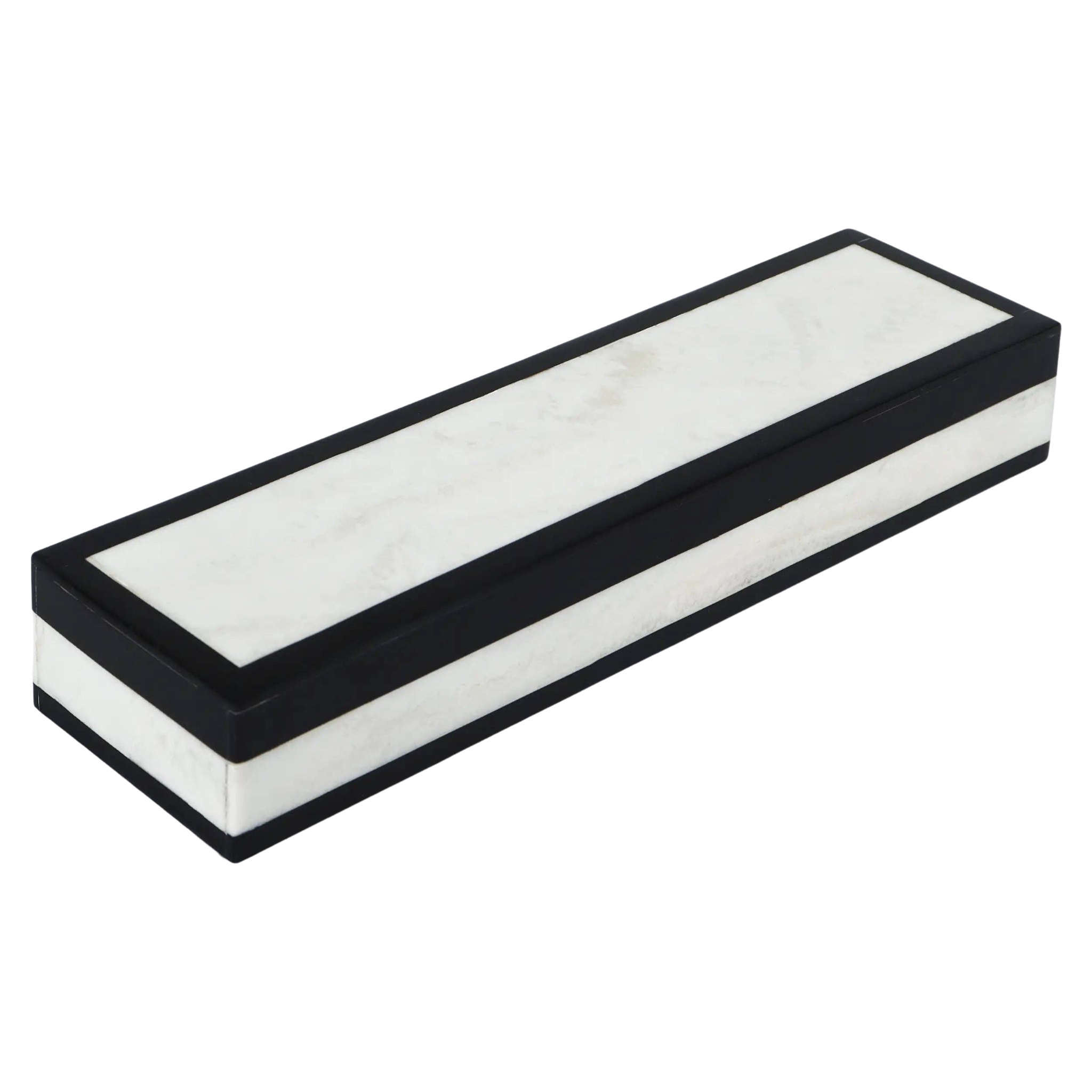 Black & White Mono Court Decorative Box | 10" x 2.5"