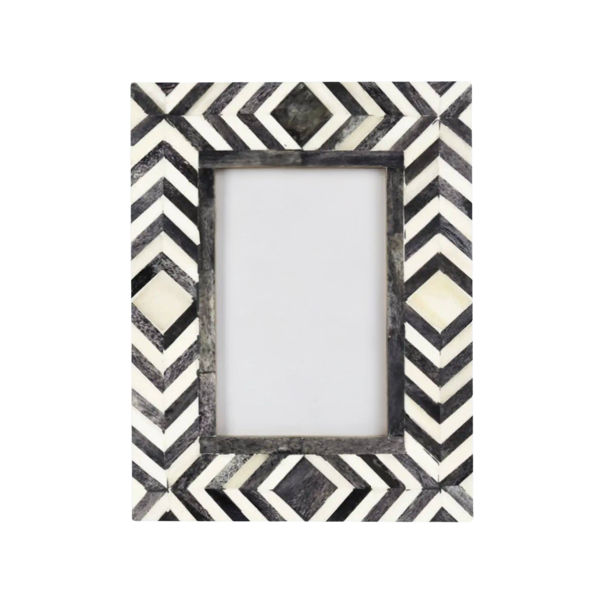 Chevron Slate Grey & White Frame | 4" x 6"