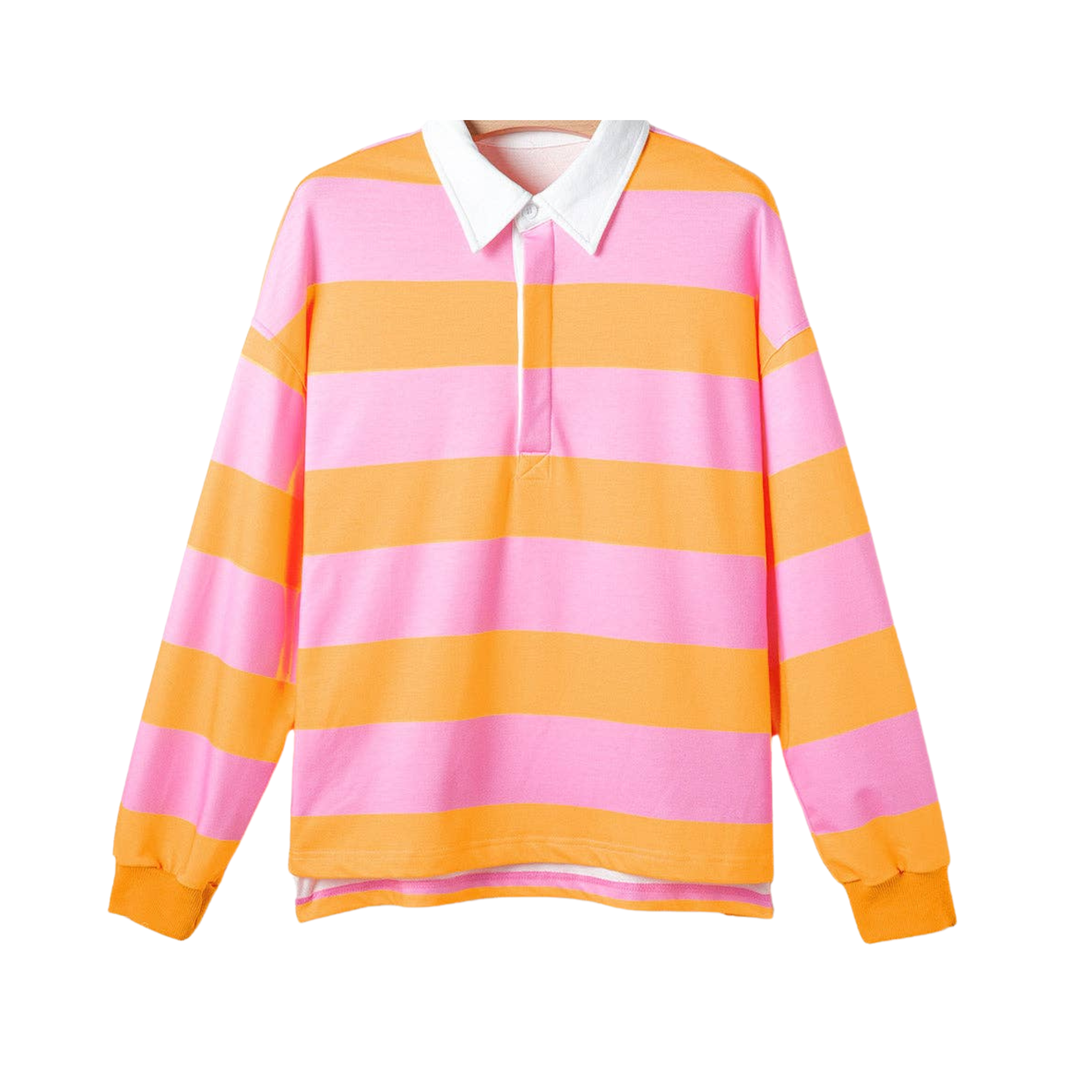 Stripe Colorblock Polo Collar Sweatshirt | Yellow Stripe