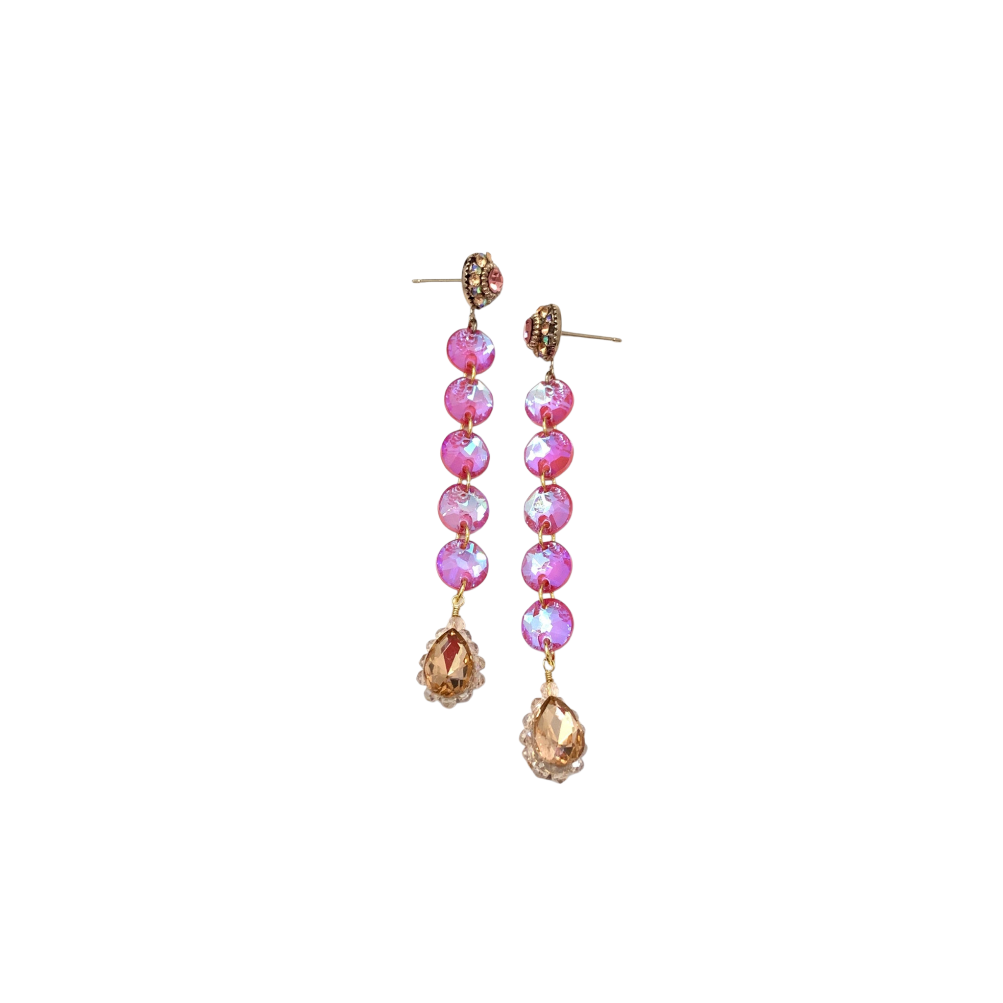 Charlotte Linear Drop Earrings | Peach