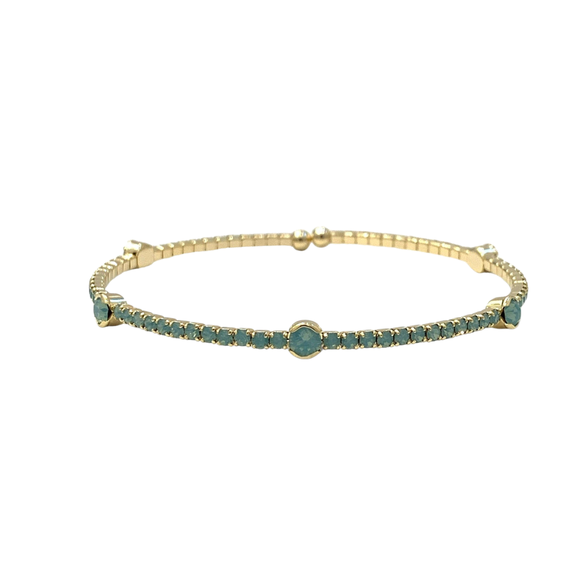 Single Row Bangle | Green Opal