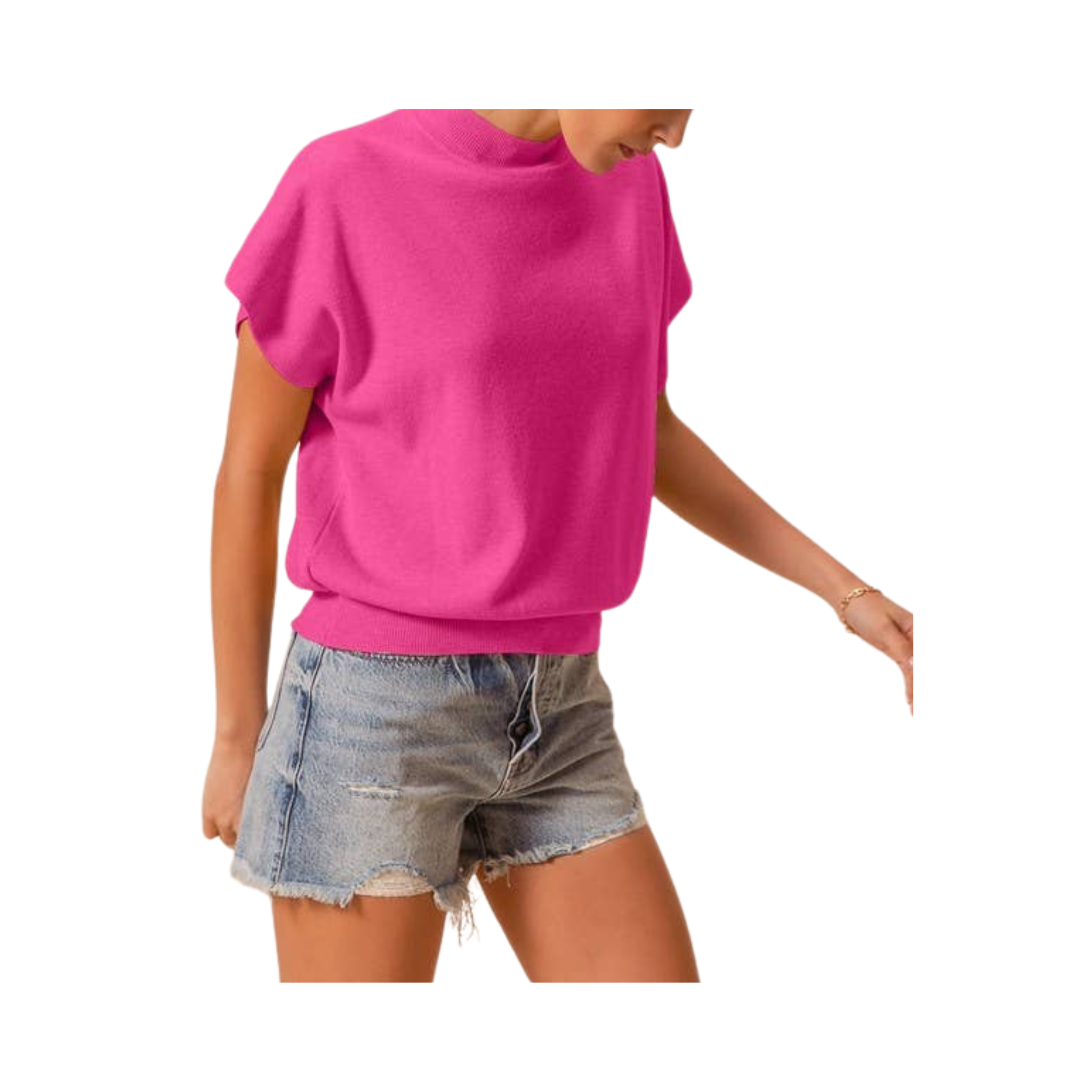 Drop Shoulder Pullover Sweater | Fuchsia