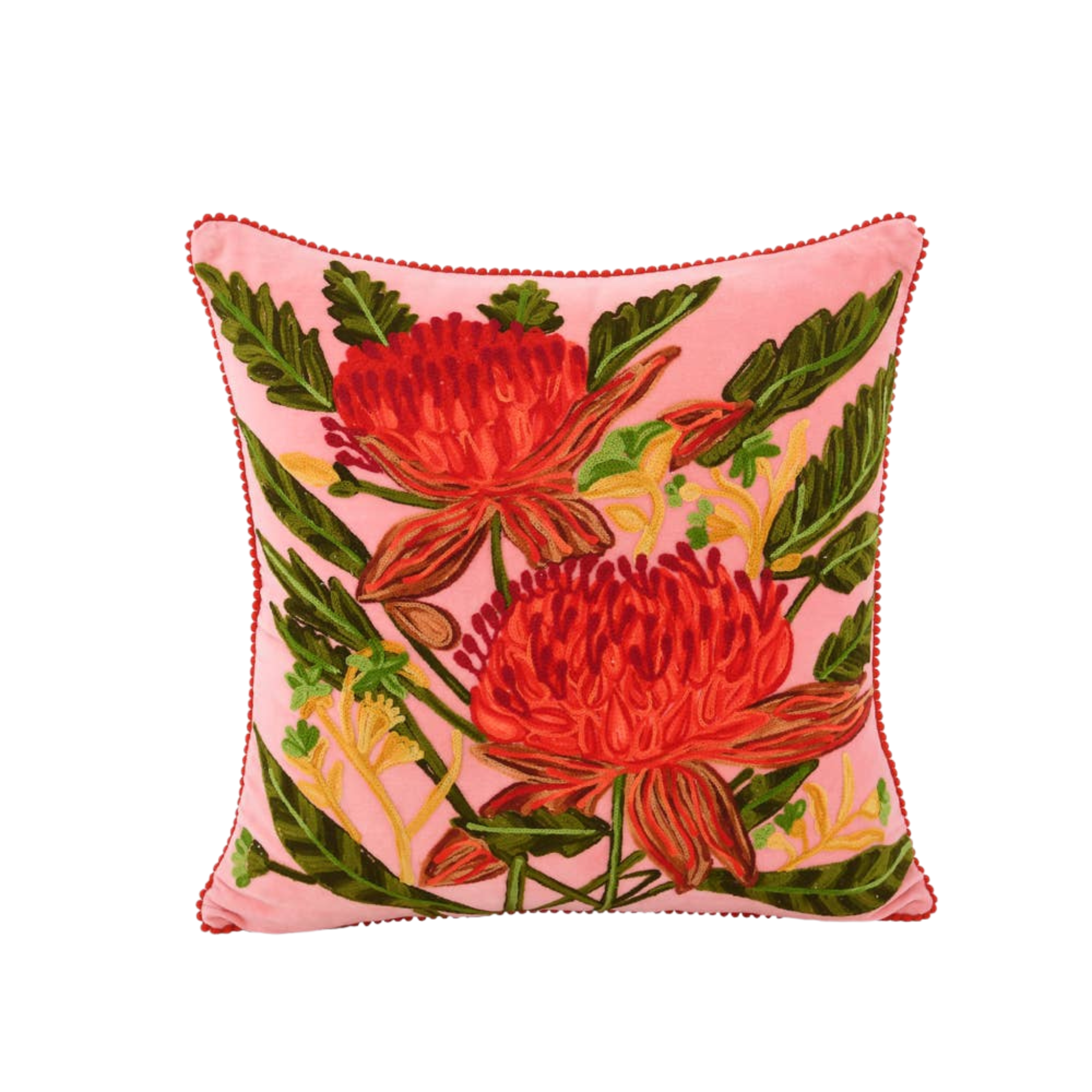 Blush Floral Velvet Pillow | 18" x 18"