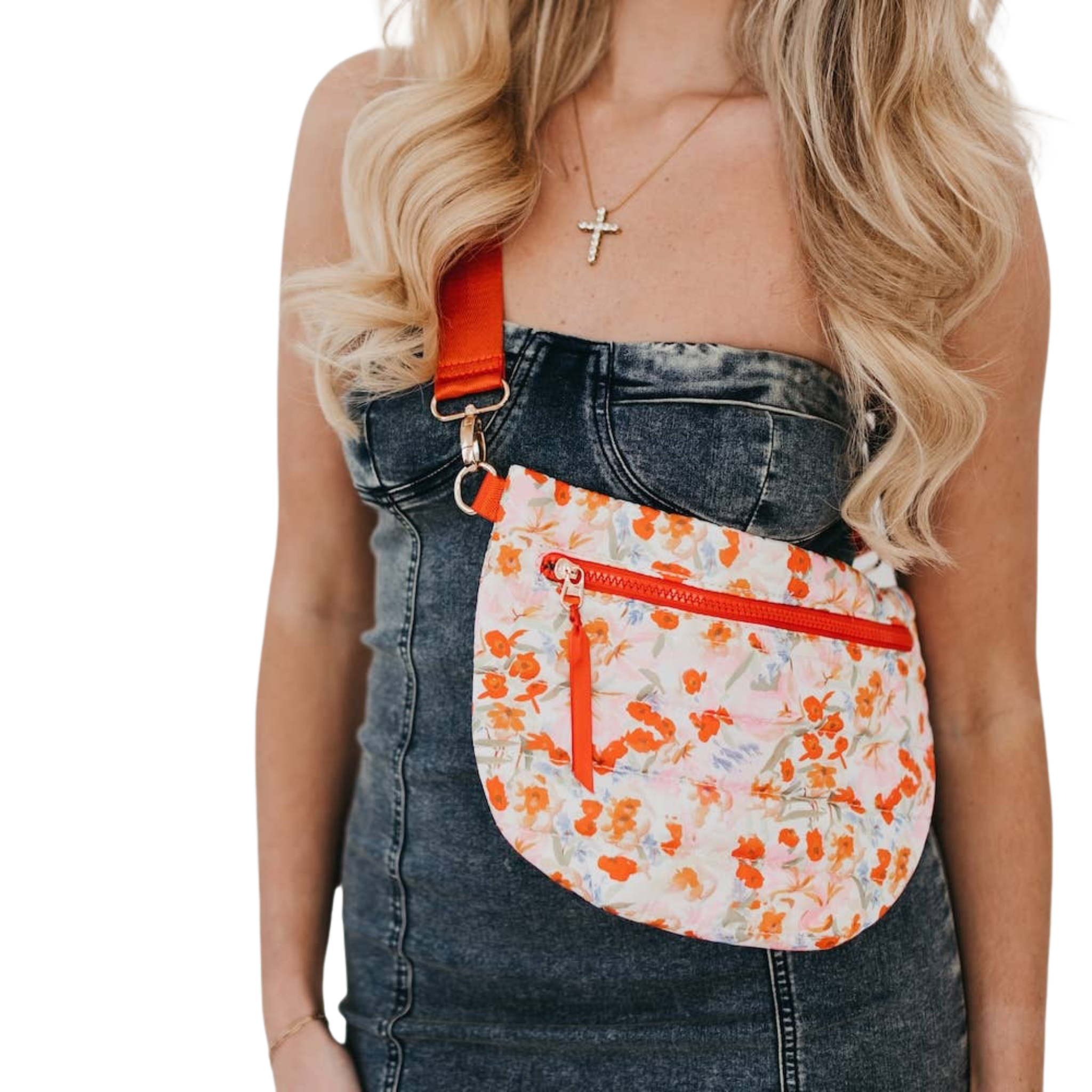 Jolie Puffer Belt Bag | Orange Floral