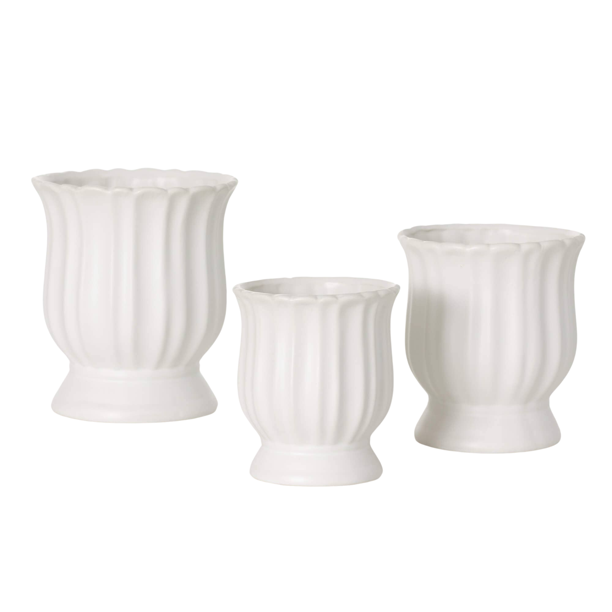 Matte White Ceramic Scalloped Planter | 3 Sizes