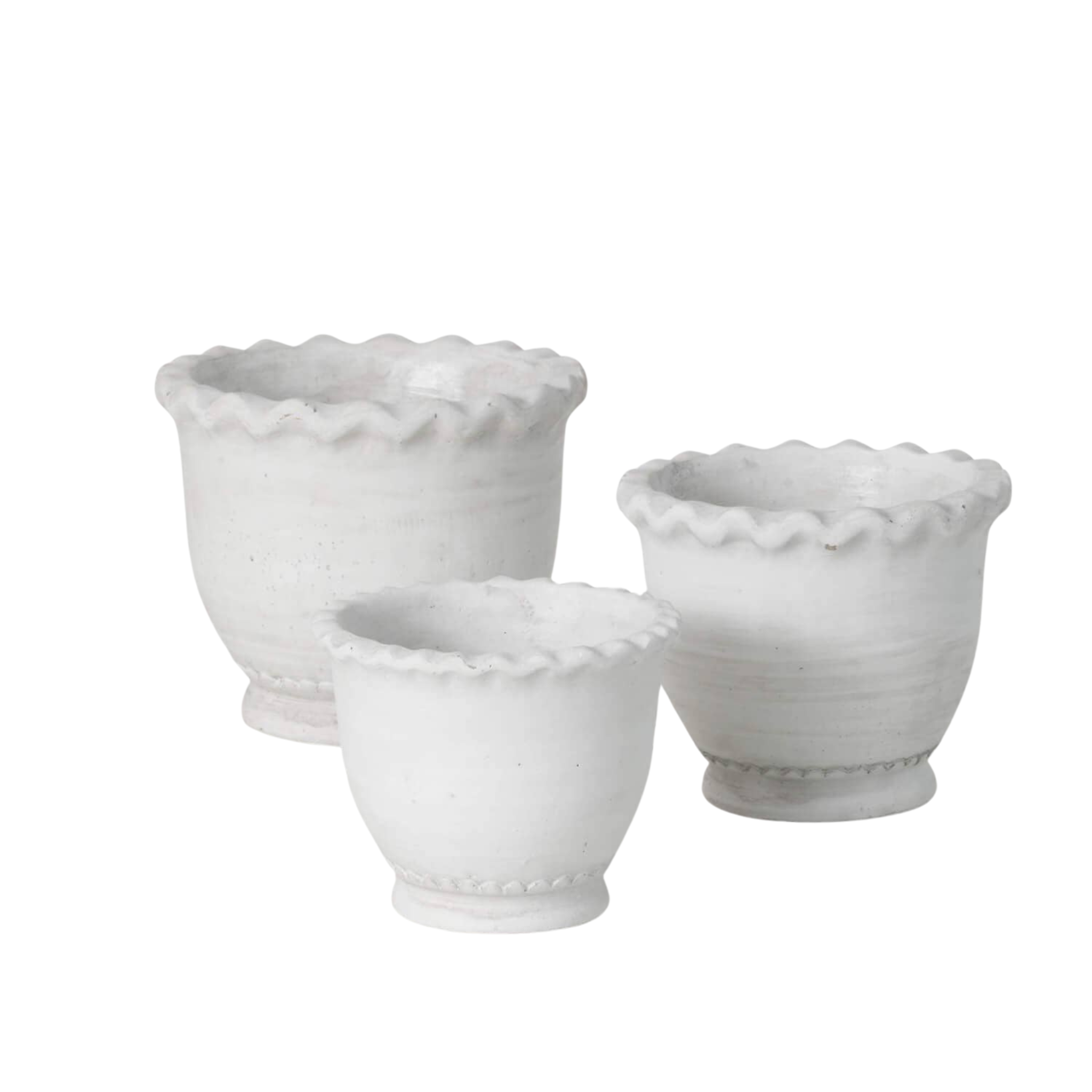 White Scalloped Edge Pot | 3 Sizes