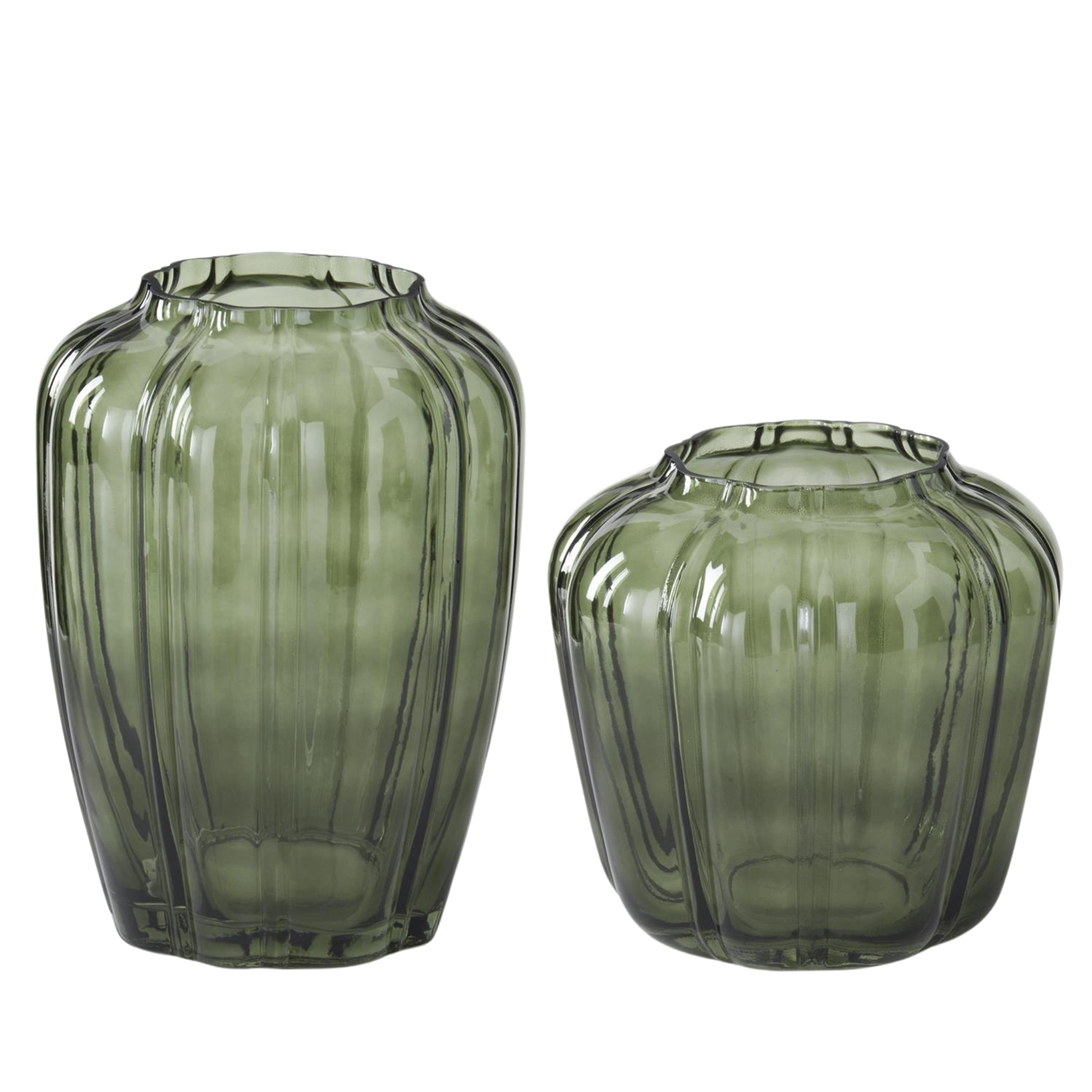 Green Line Pressed Glass Vase | 2 Sizes