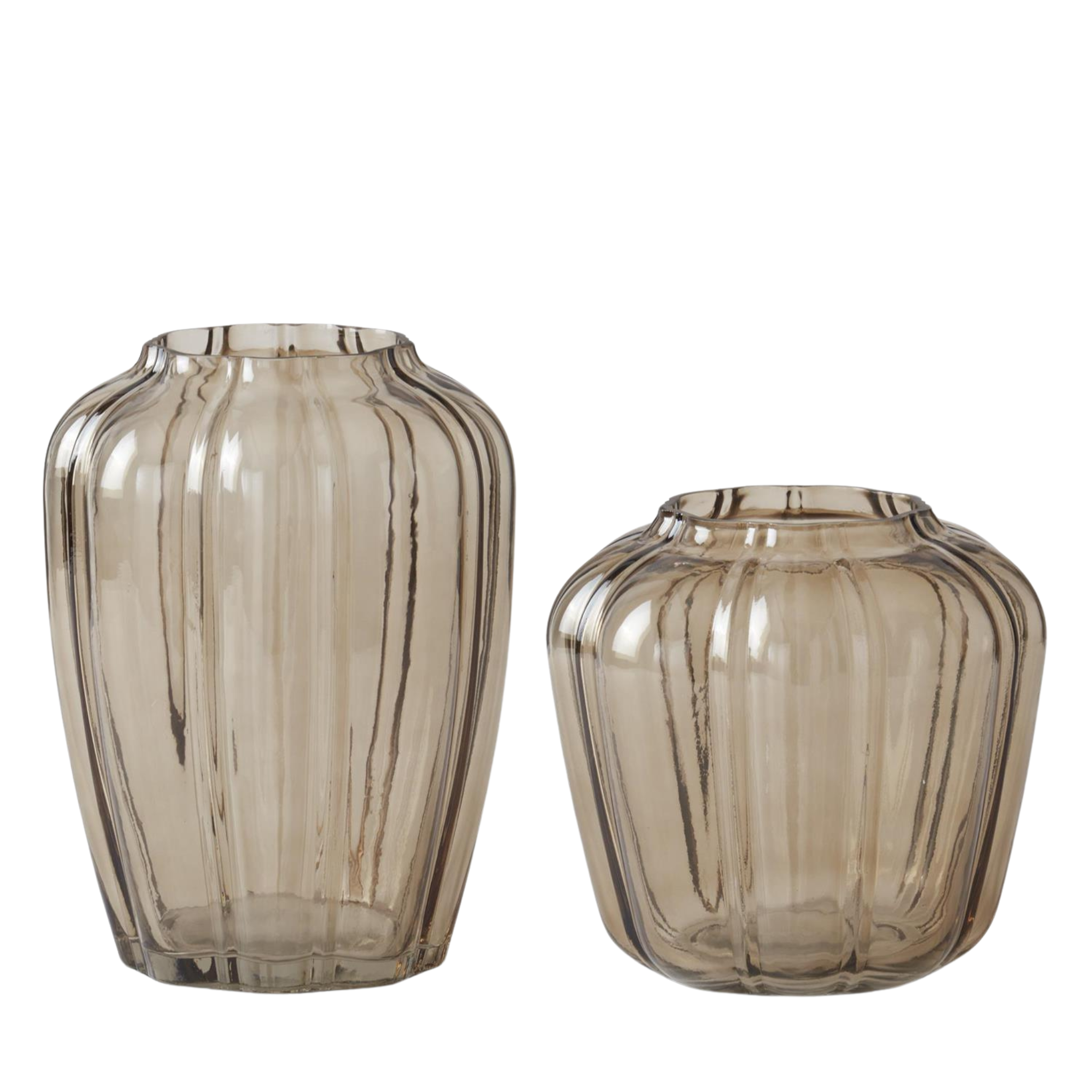 Beige Line Pressed Glass Vase | 2 Sizes
