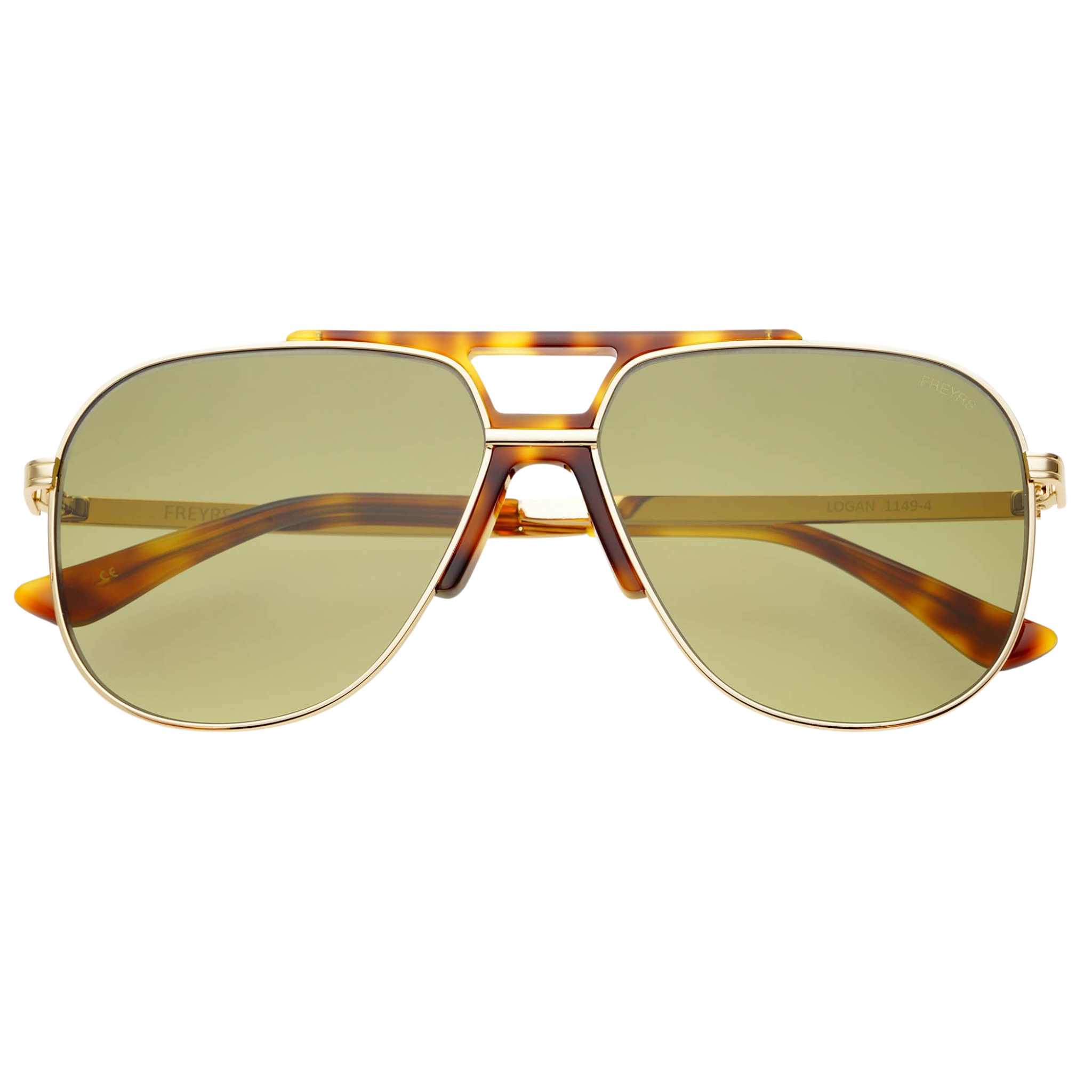 Logan Acetate Aviator Unisex Sunglasses | Gold Fade Green