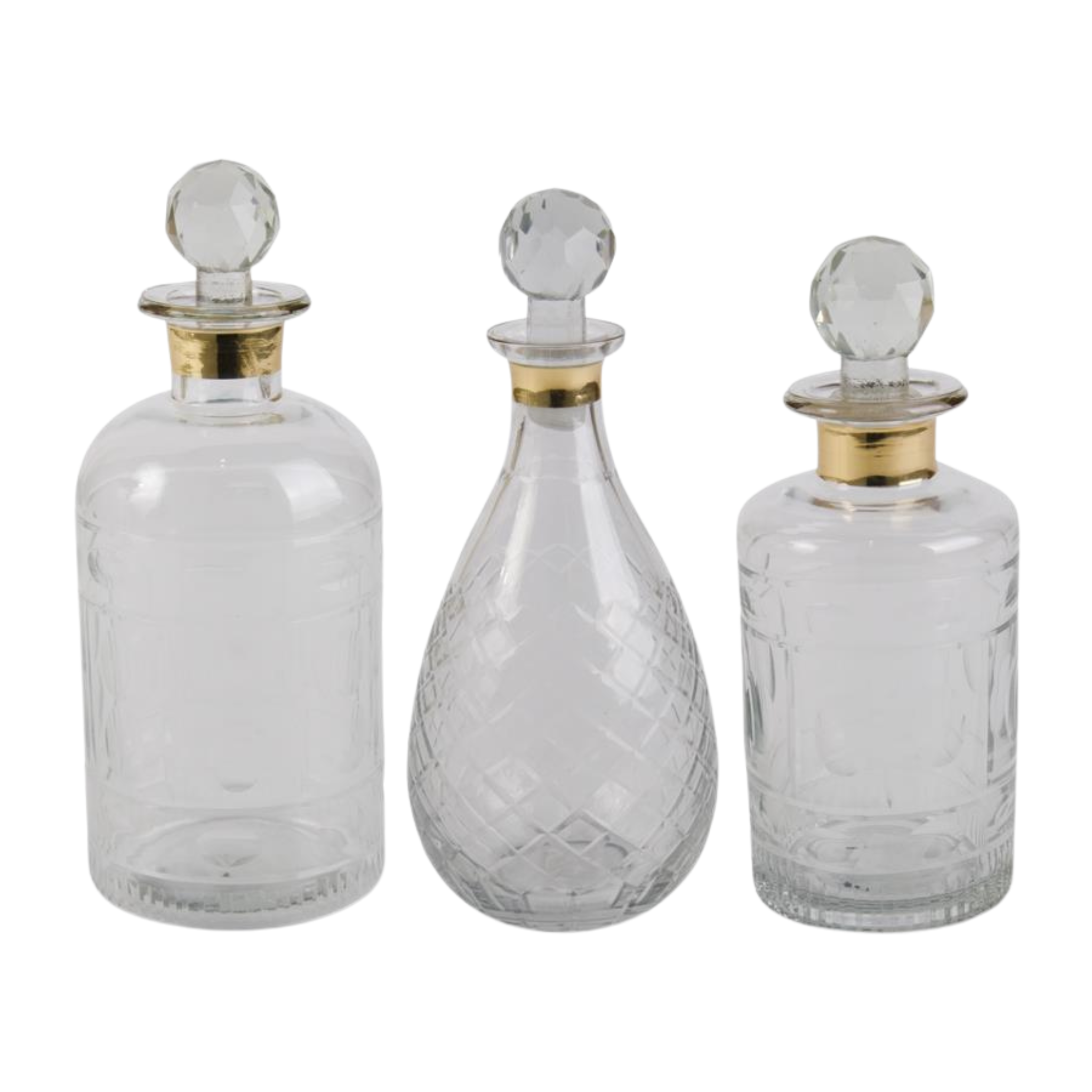 Glass Decanter With Gold Trim | 3 Styles