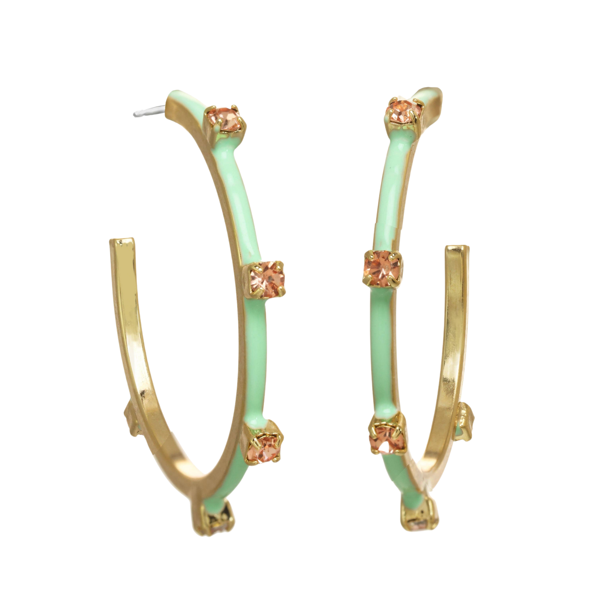 Everly Hoops: Mint / Light Peach