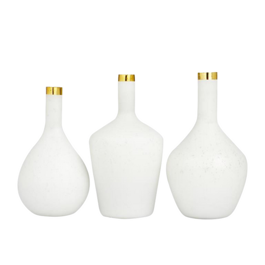 White Glass Vase With Gold Rim (3 styles)