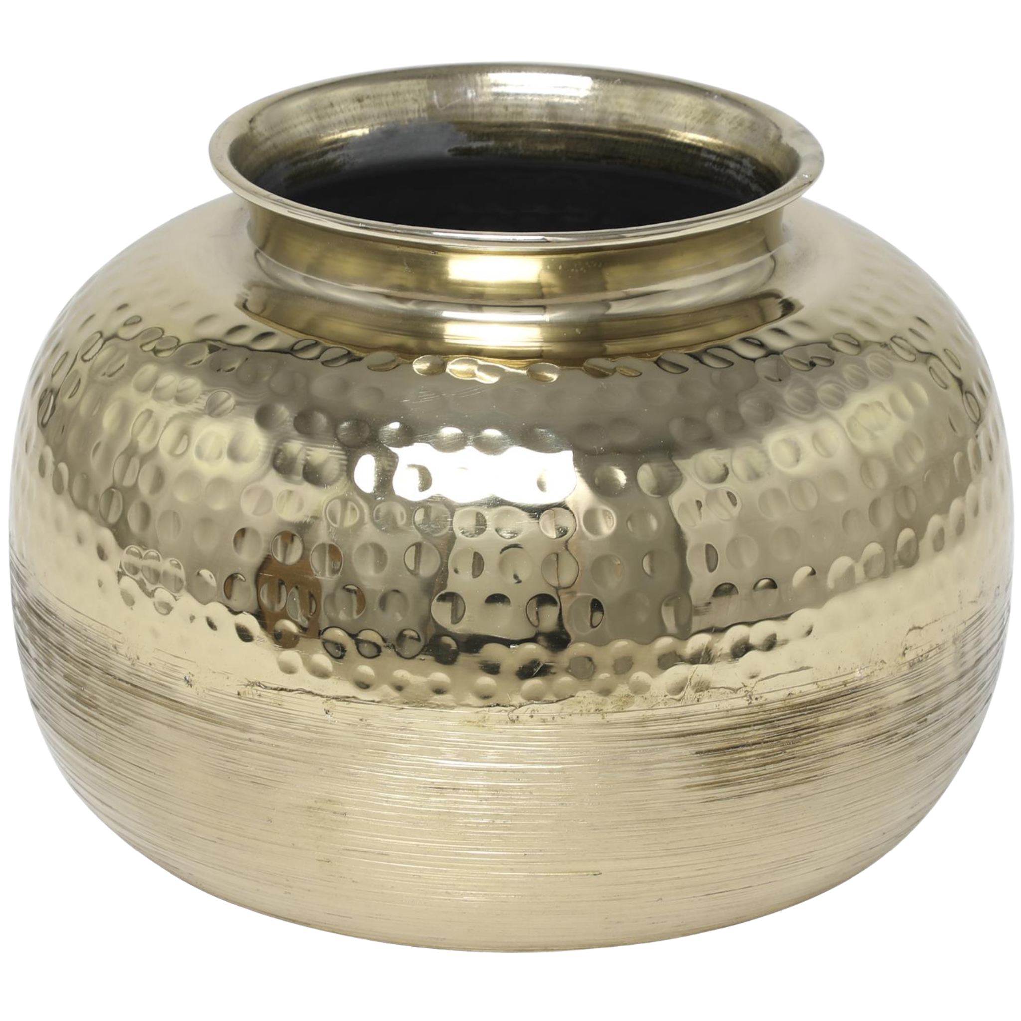 Gold Brushed Vase With Hammered Top