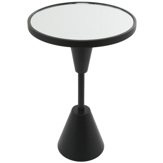 Black Accent Table With Mirrored Top