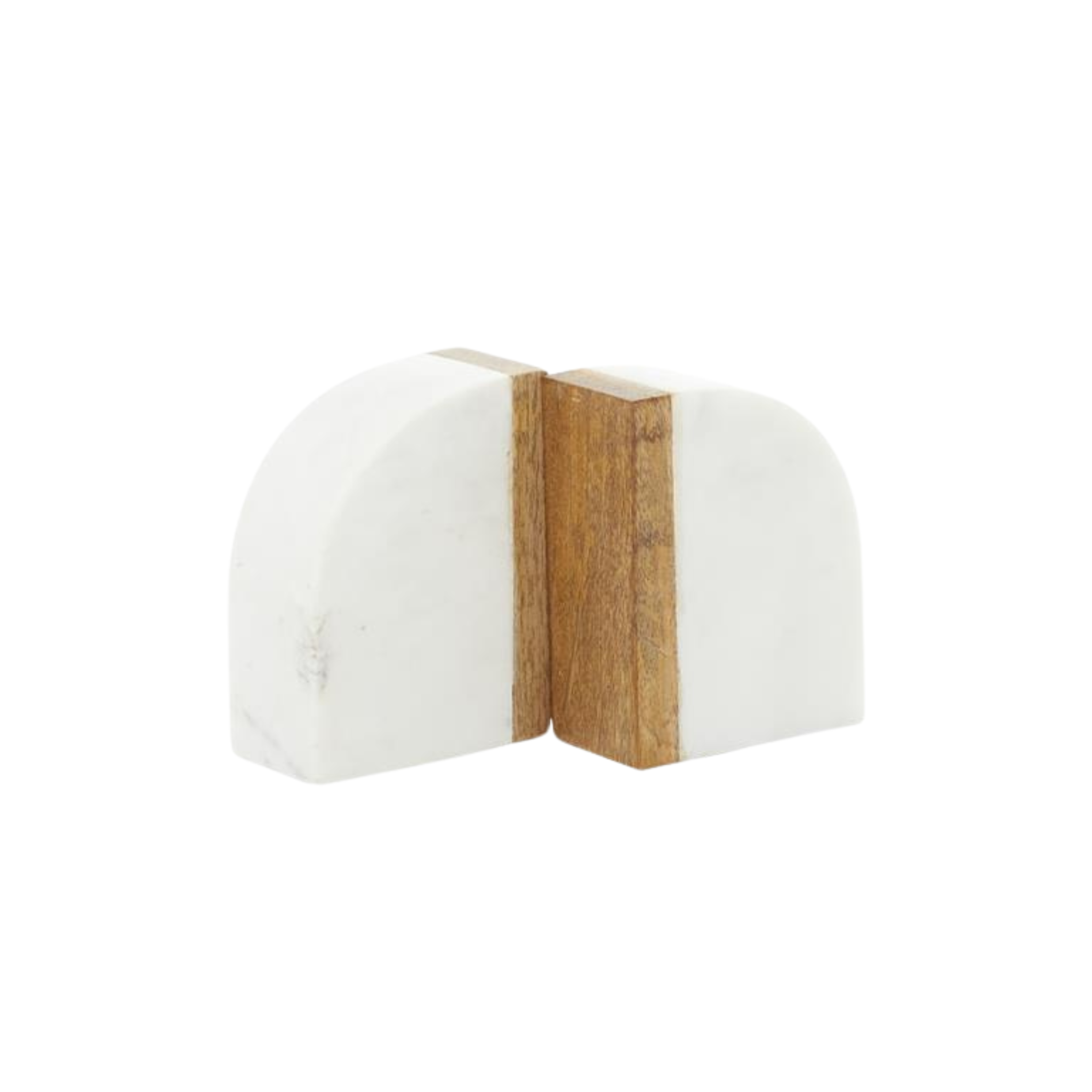 White Marble With Wood Detail Bookends S/2