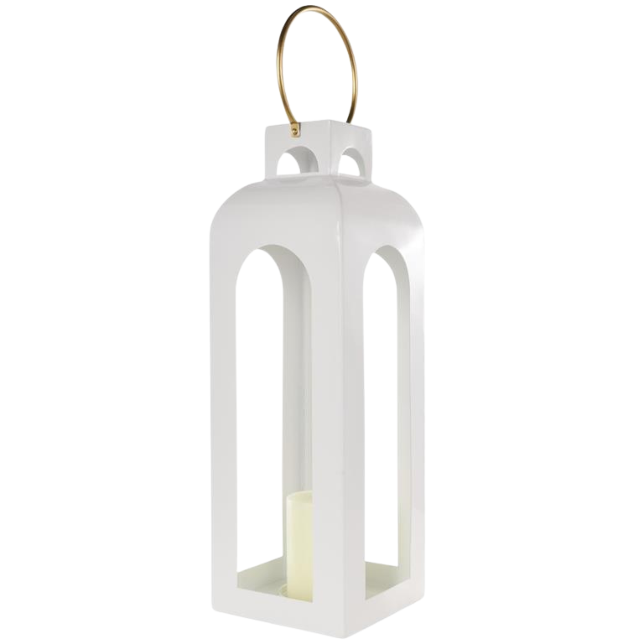 White Metal Arched Candle Lantern