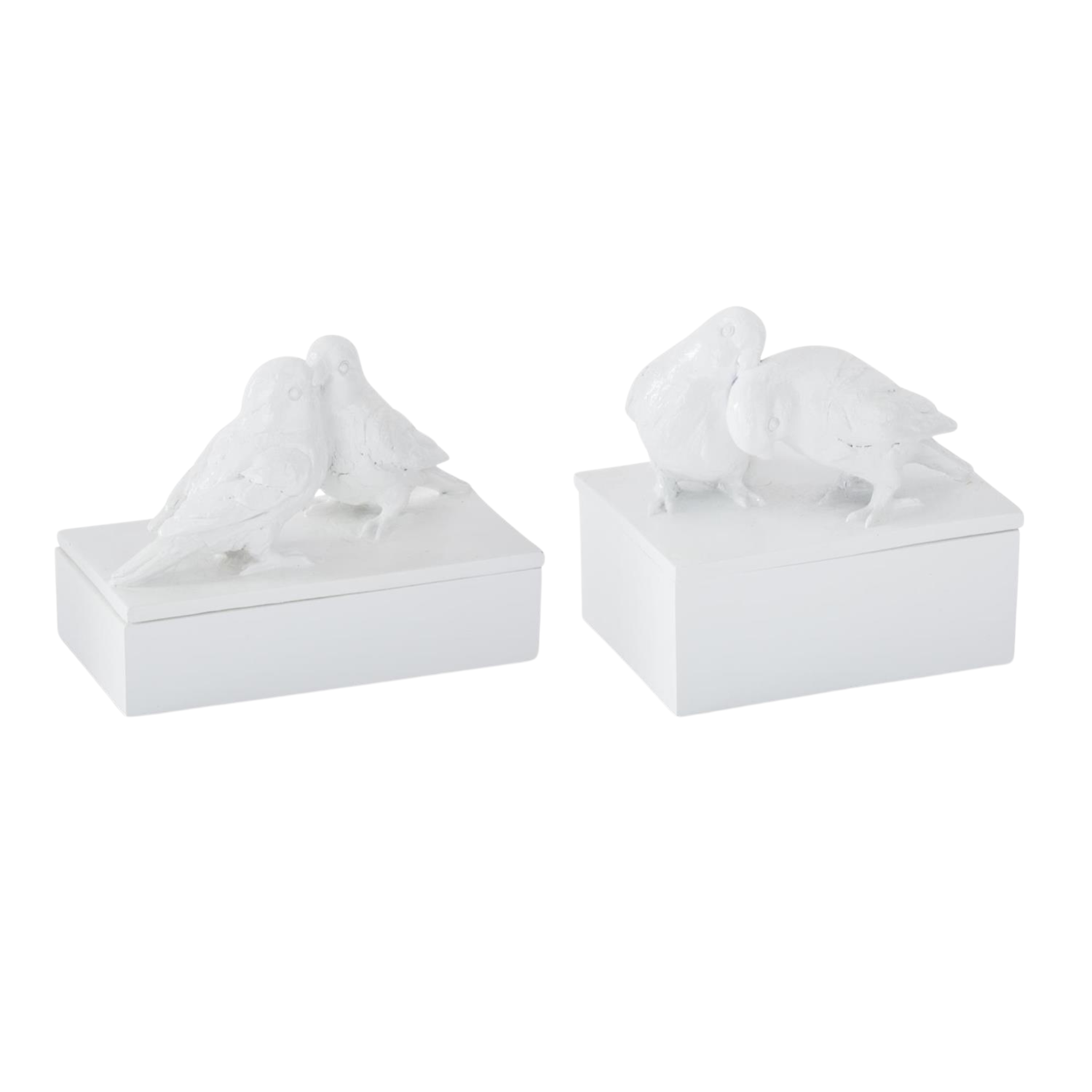 White Resin Love Birds Lidded Box | 2 Styles