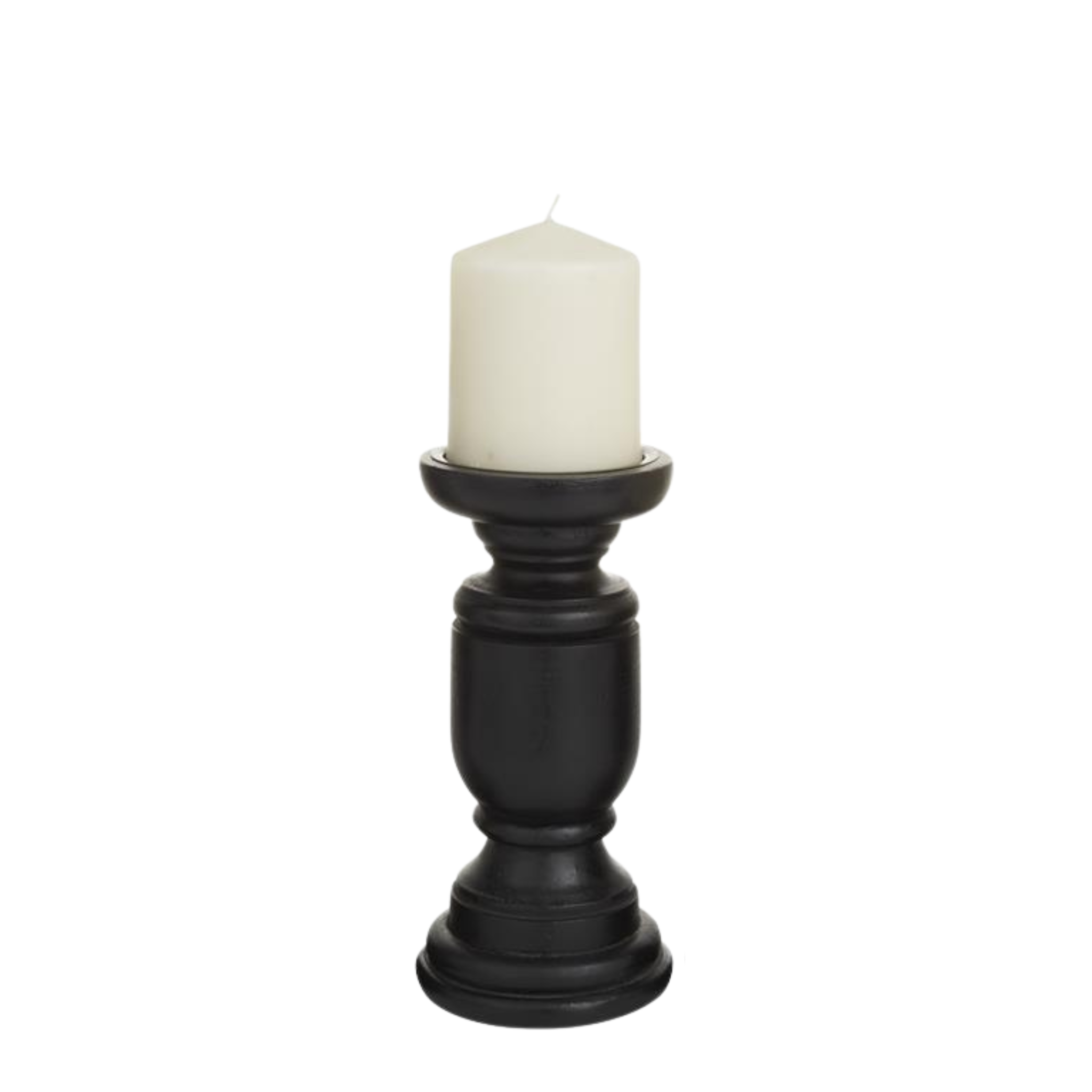 Black Mango Wood Pillar Candle Holder | 3 Sizes