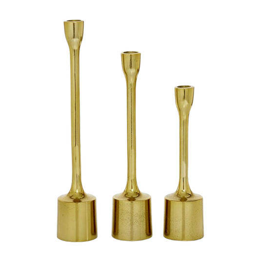 Cosmopolitan Gold Aluminum Taper Candle Holder (3 sizes)