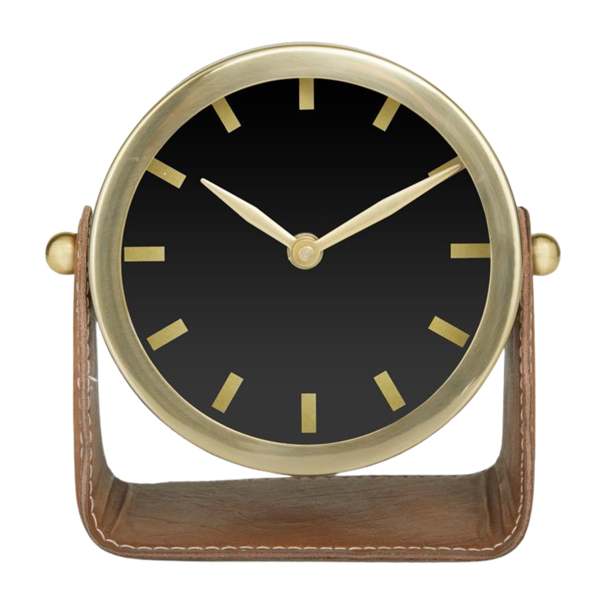 Gold Clock With Leather Stand