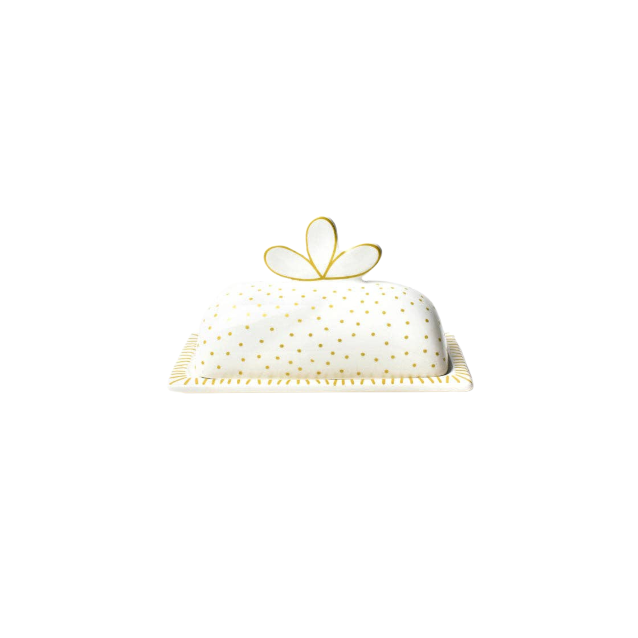 Deco Gold Scallop Knob Butter Dish