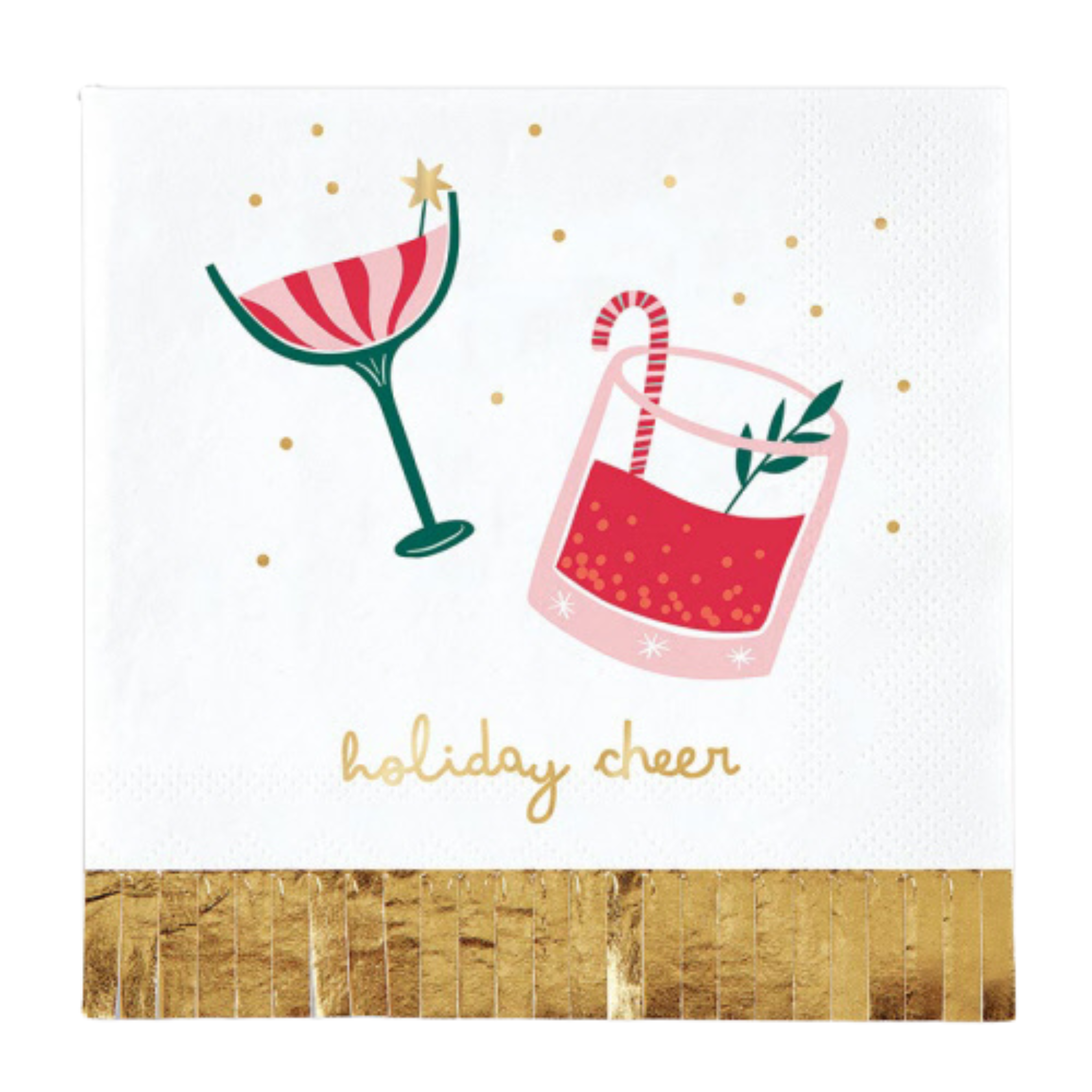 Holiday Cheer Fringe Cocktail Napkins