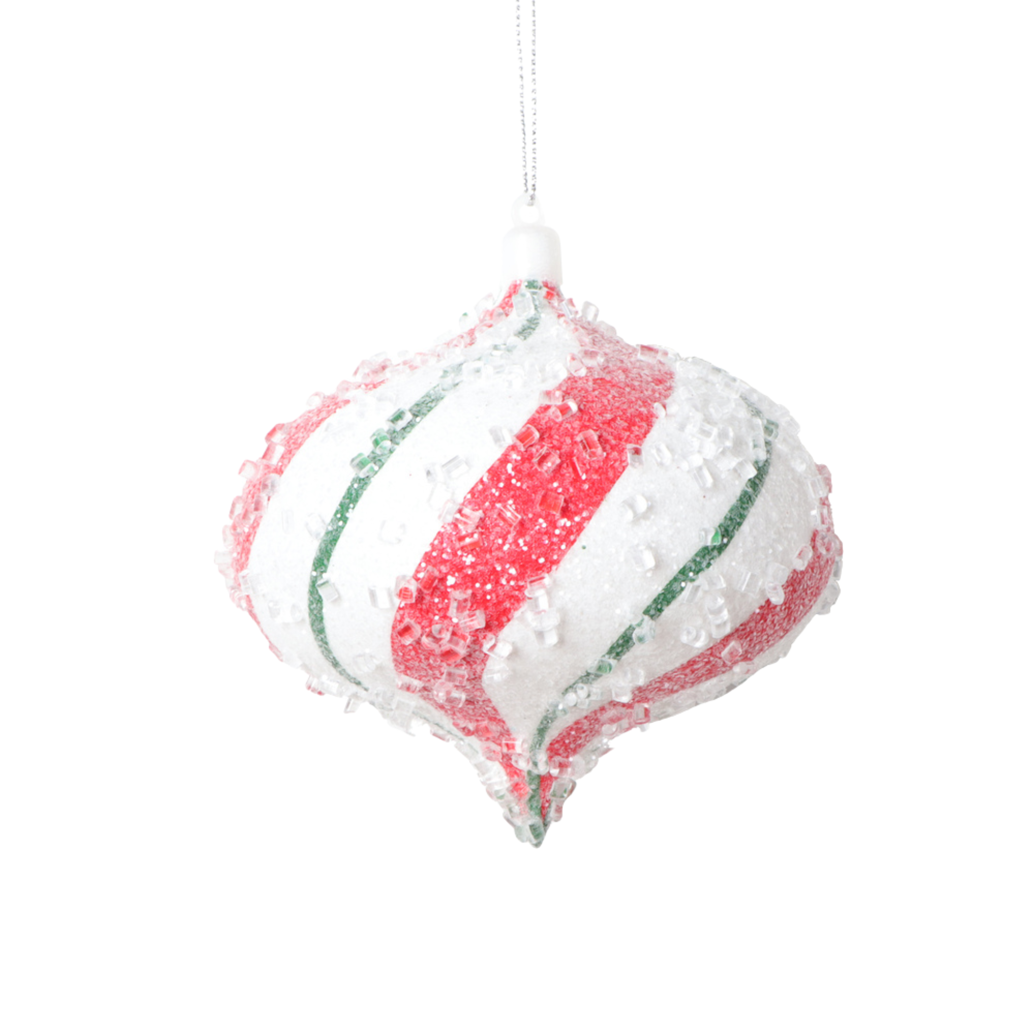 White Red Green Swirl Ornament | 4"