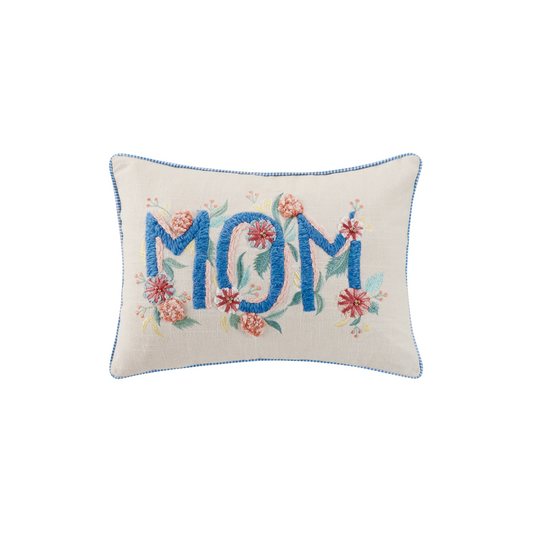 Gingham Mom Embroidered Pillow