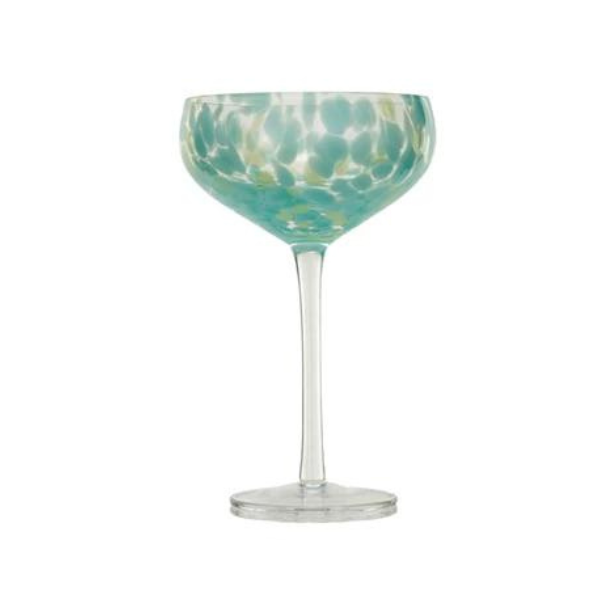 Blown Glass & Confetti Stemmed Glass | Turquoise & White