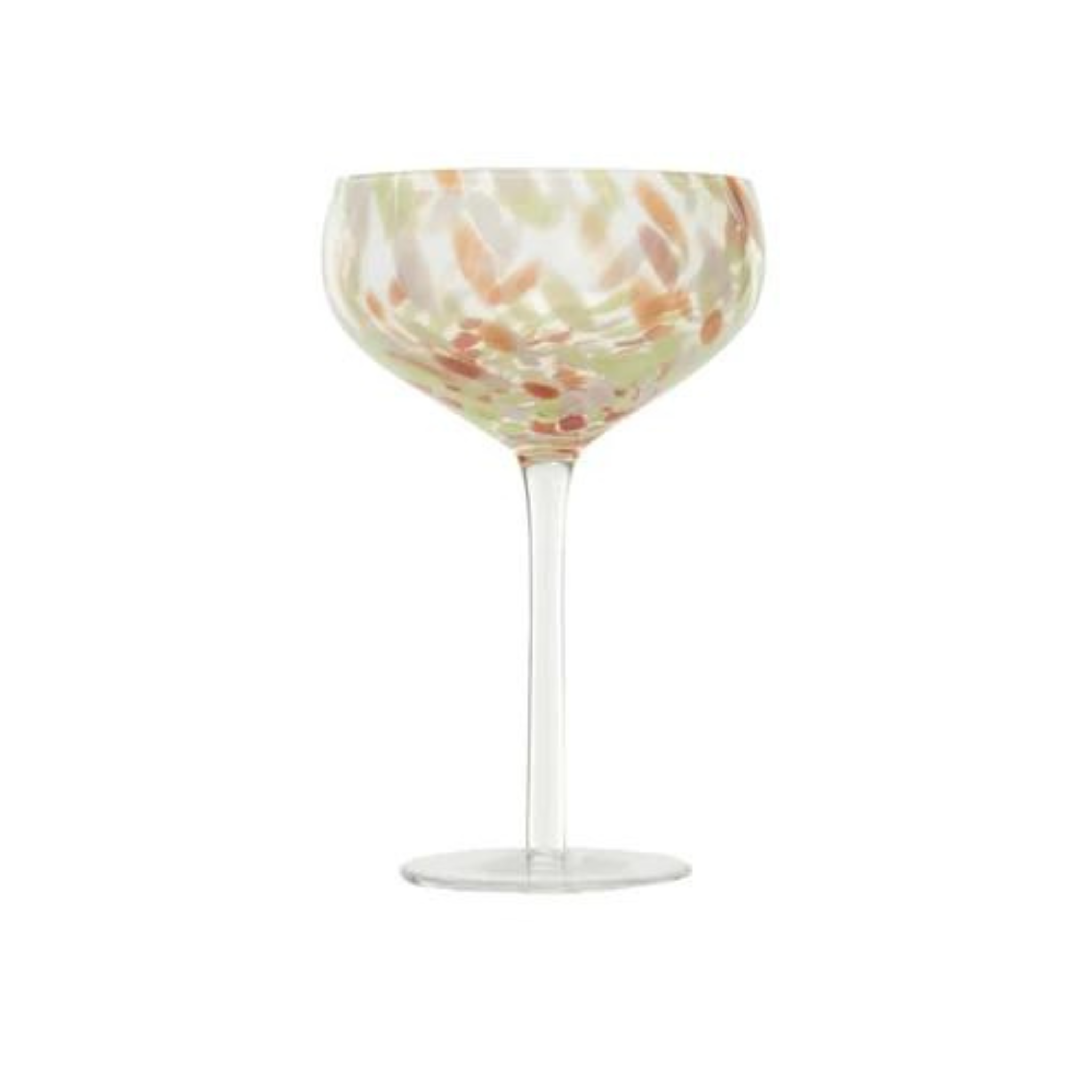 Blown Glass & Confetti Stemmed Glass | Orange & White