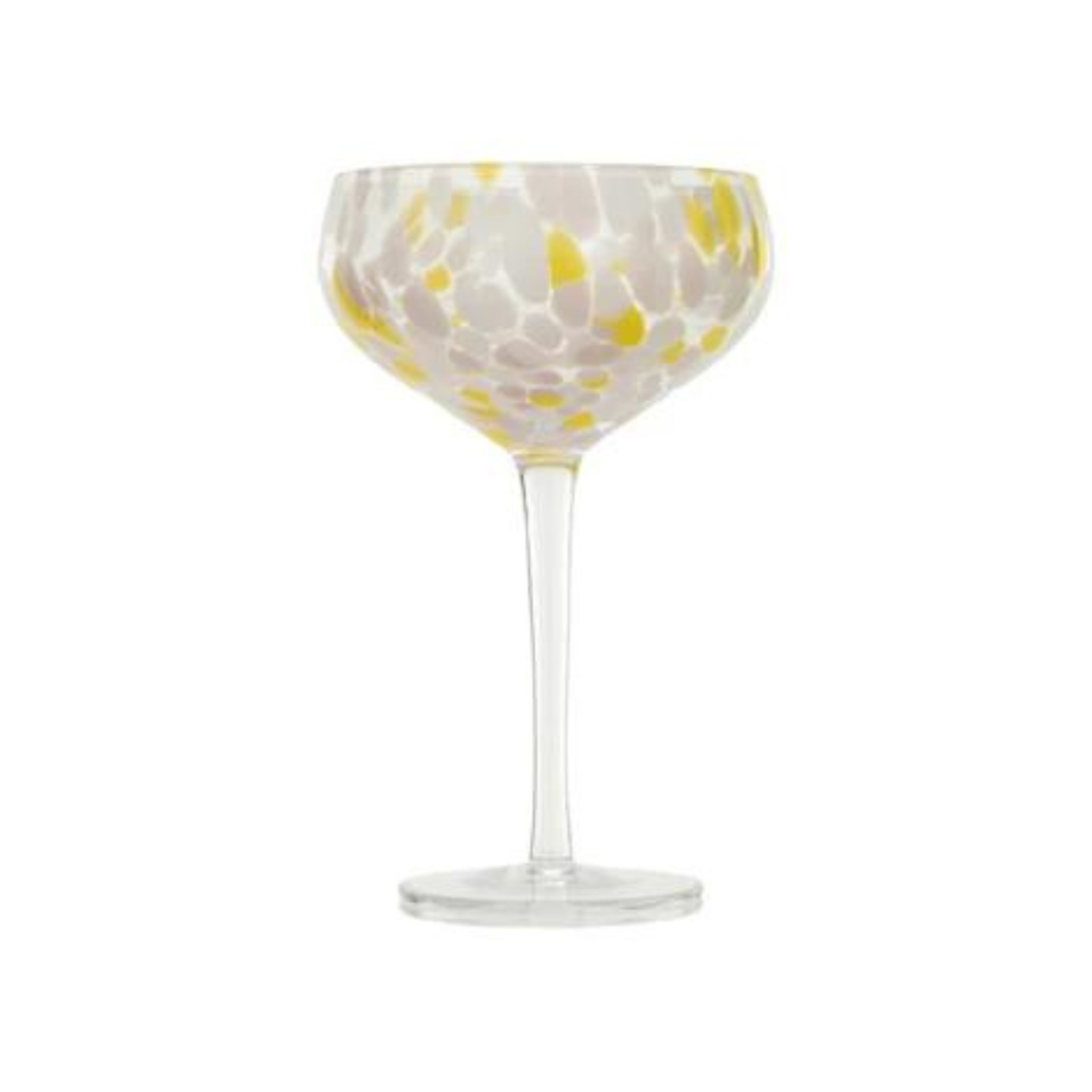 Blown Glass & Confetti Stemmed Glass | Yellow & White