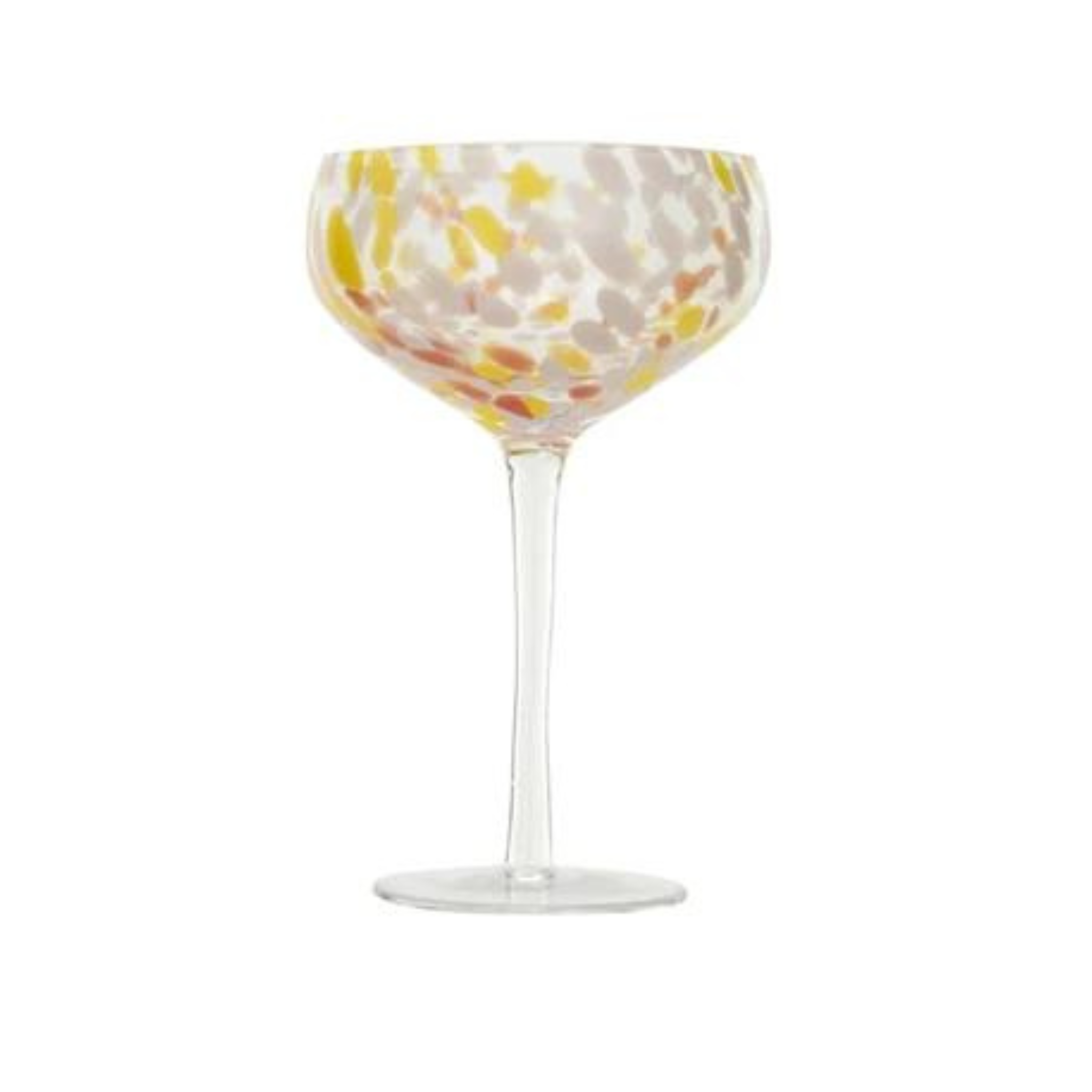 Blown Glass & Confetti Stemmed Glass | Red, Yellow & White