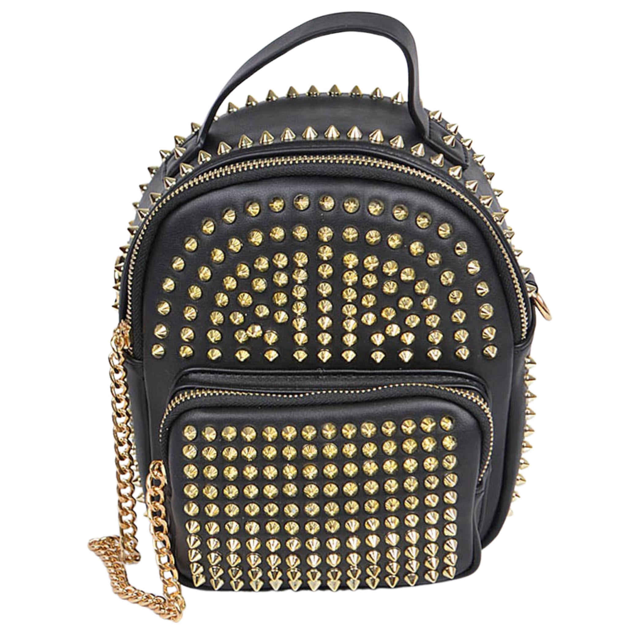 Studded Backpack With Chain Zipper