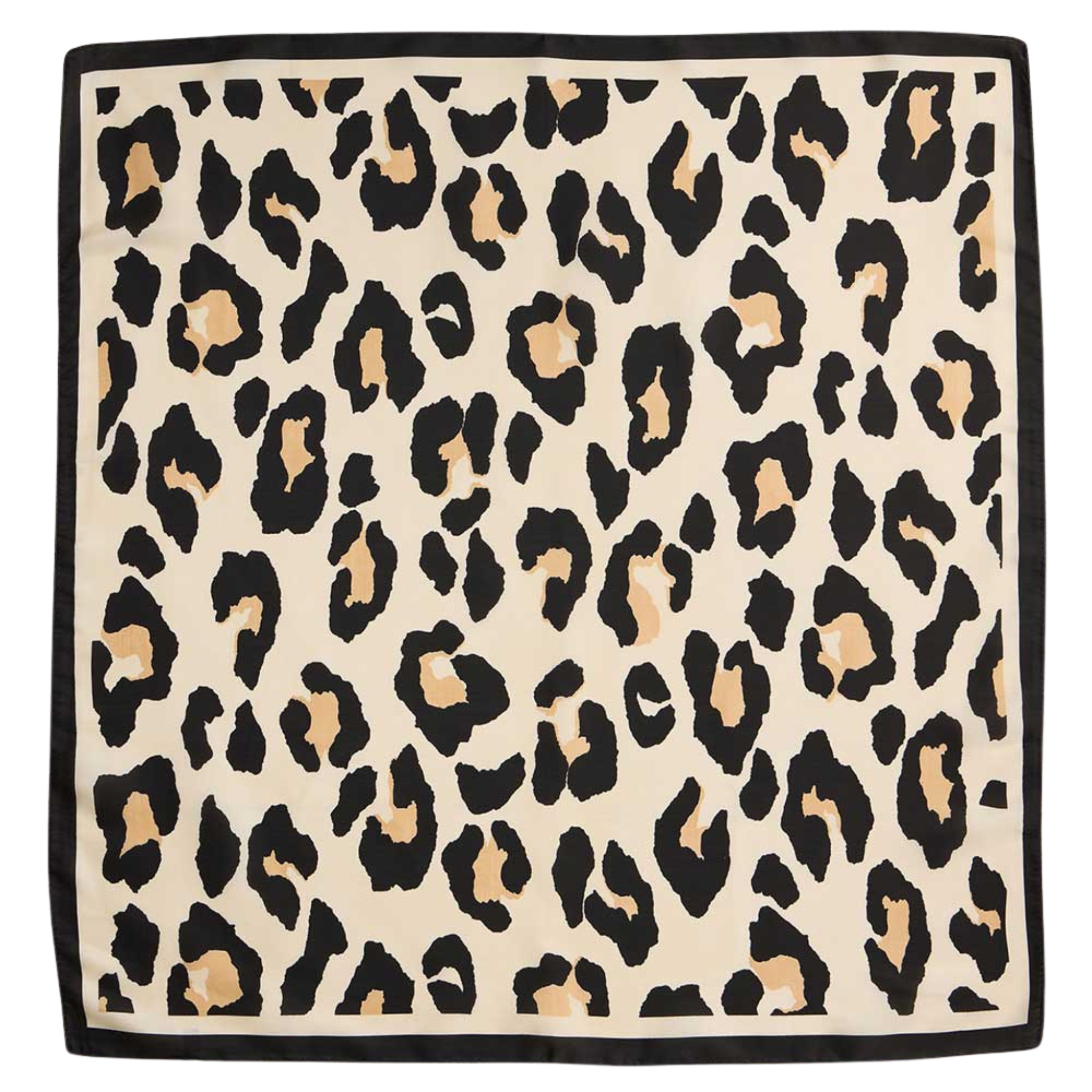 Leopard Square Silky Satin Scarf | Ivory