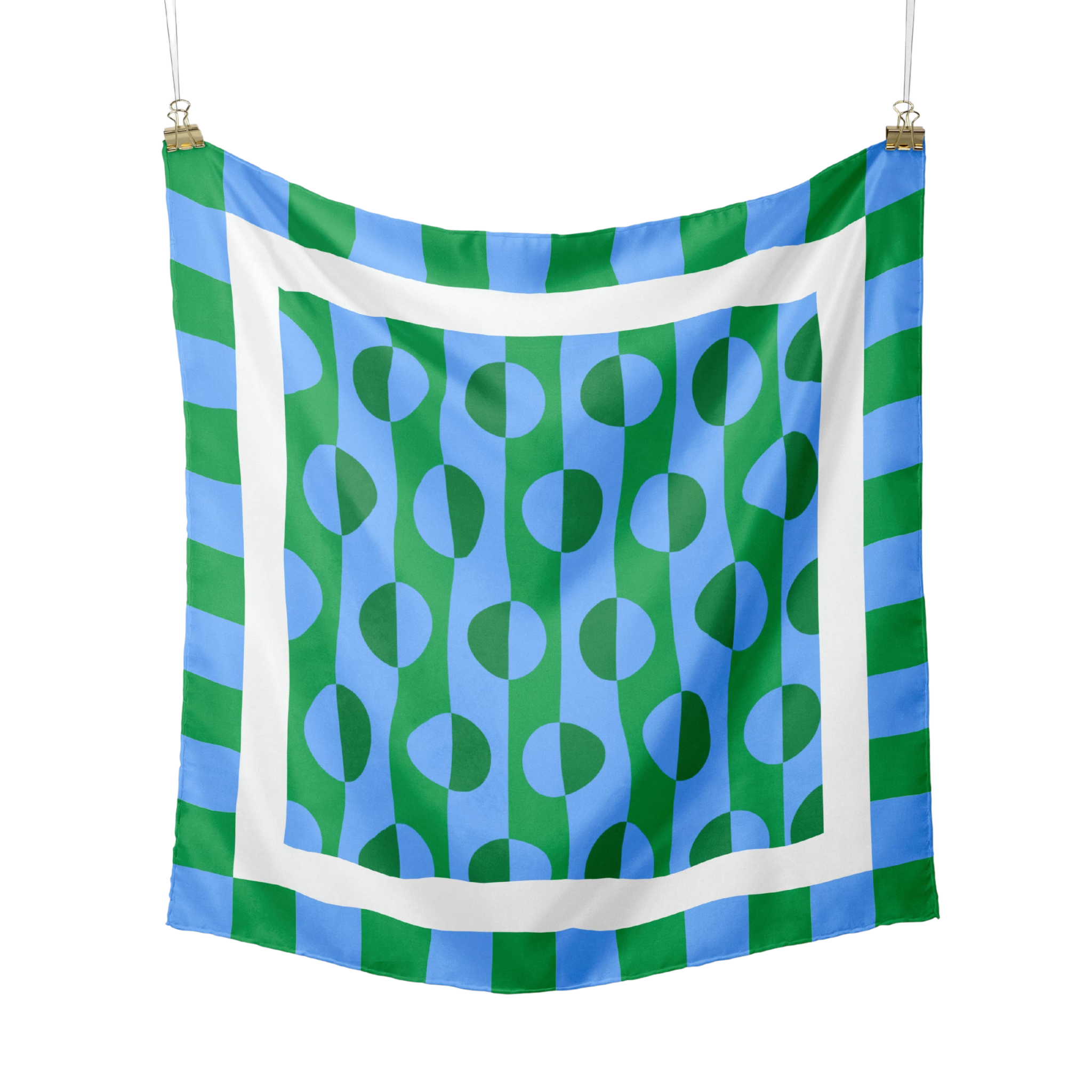 Retro Blue Circles Satin Scarf