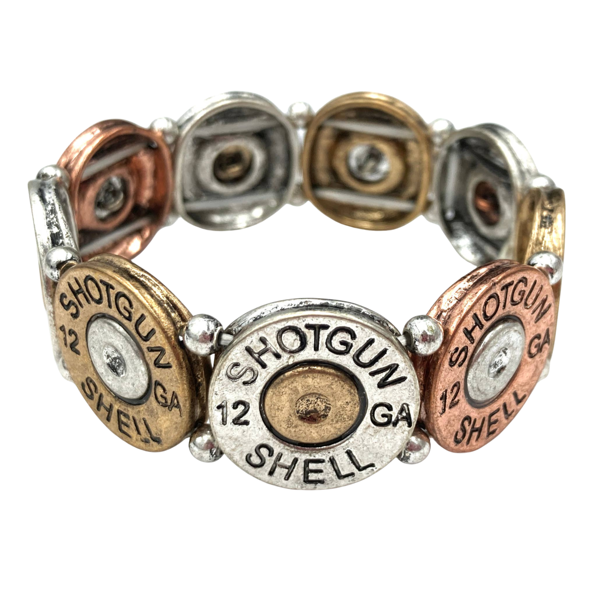 Large Shotgun 12 Gauge Bullet Shell Stretch Bracelet | Gold