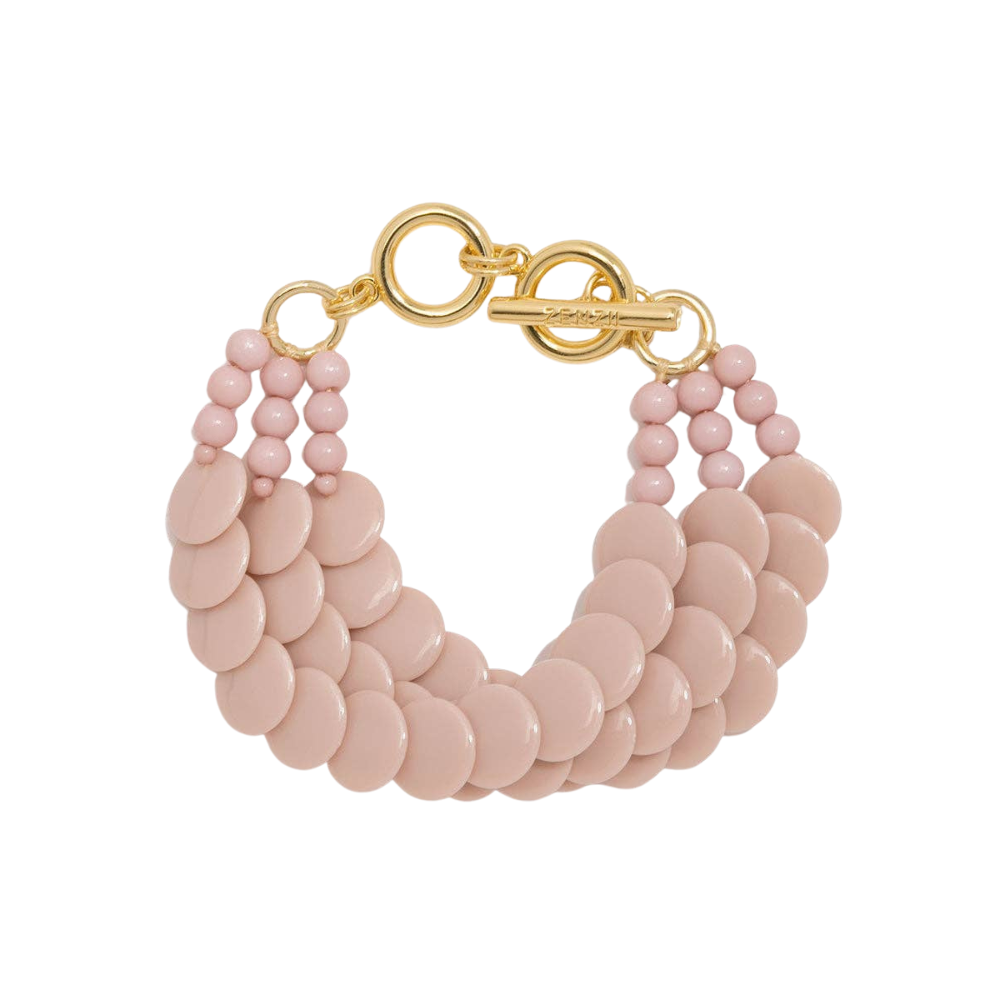 Beaded Layered Toggle Bracelet | Rose